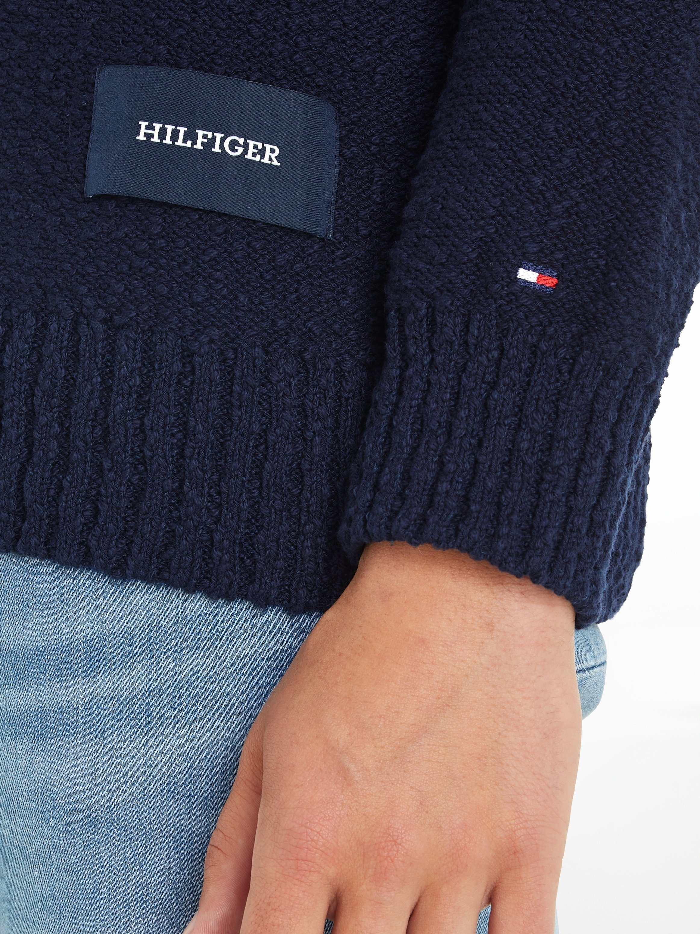 Tommy Hilfiger Gebreide trui SLUB YARN C NK met logoborduursel op de mouw