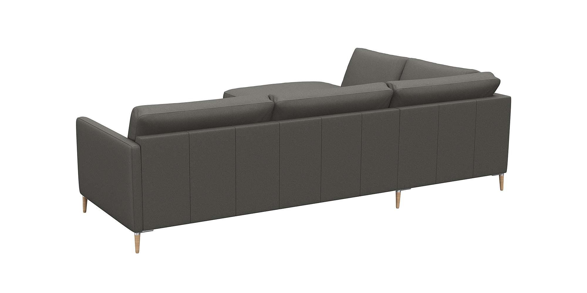 FLEXLUX Hoekbank Fiore, L-vorm smalle armleuningen, koudschuim, aluminium + eiken poten