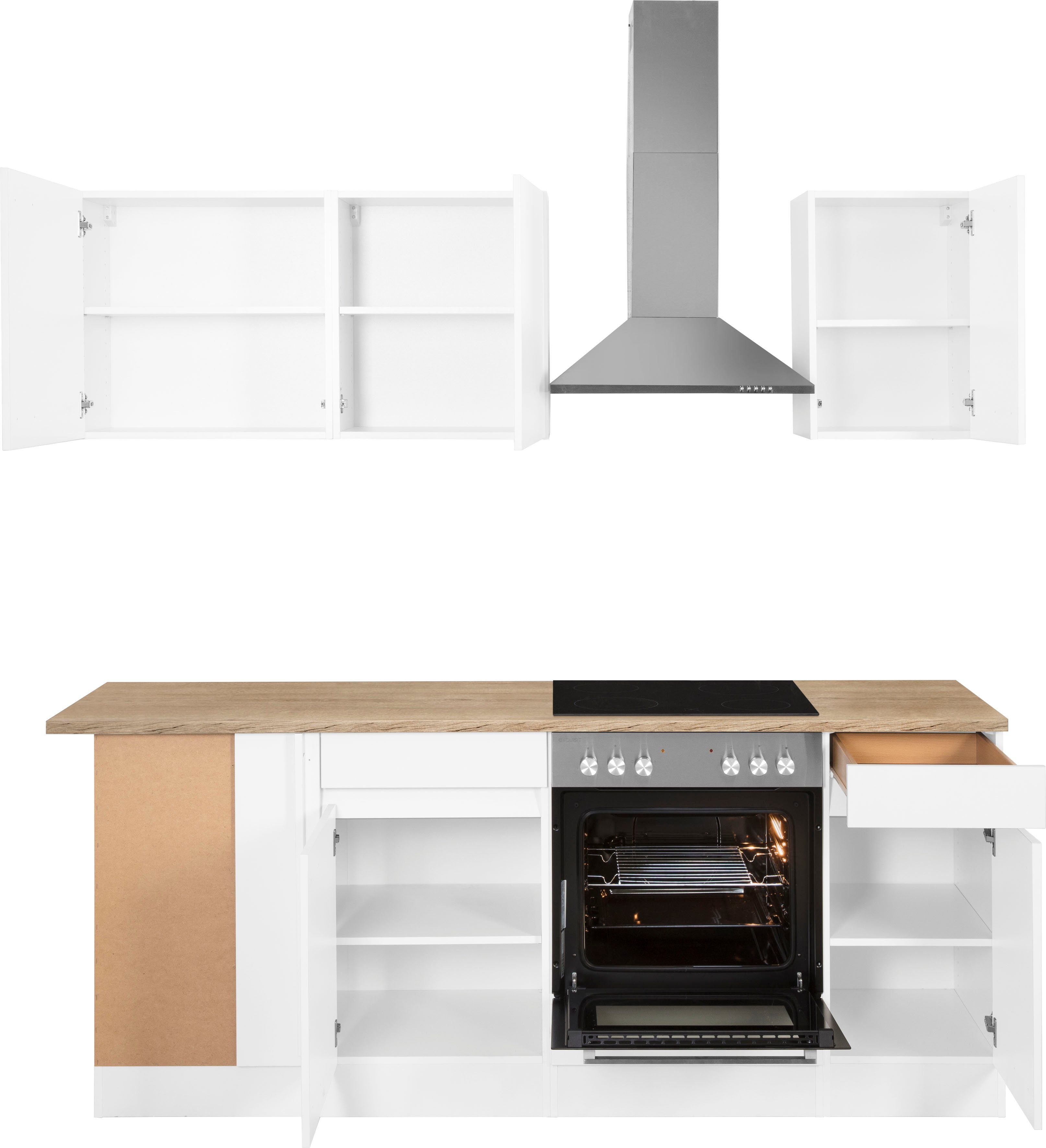 OPTIFIT Hoekkeuken Roth Afmetingen 210x175 cm, naar keuze met elektrische apparaten, push-to-open-functie