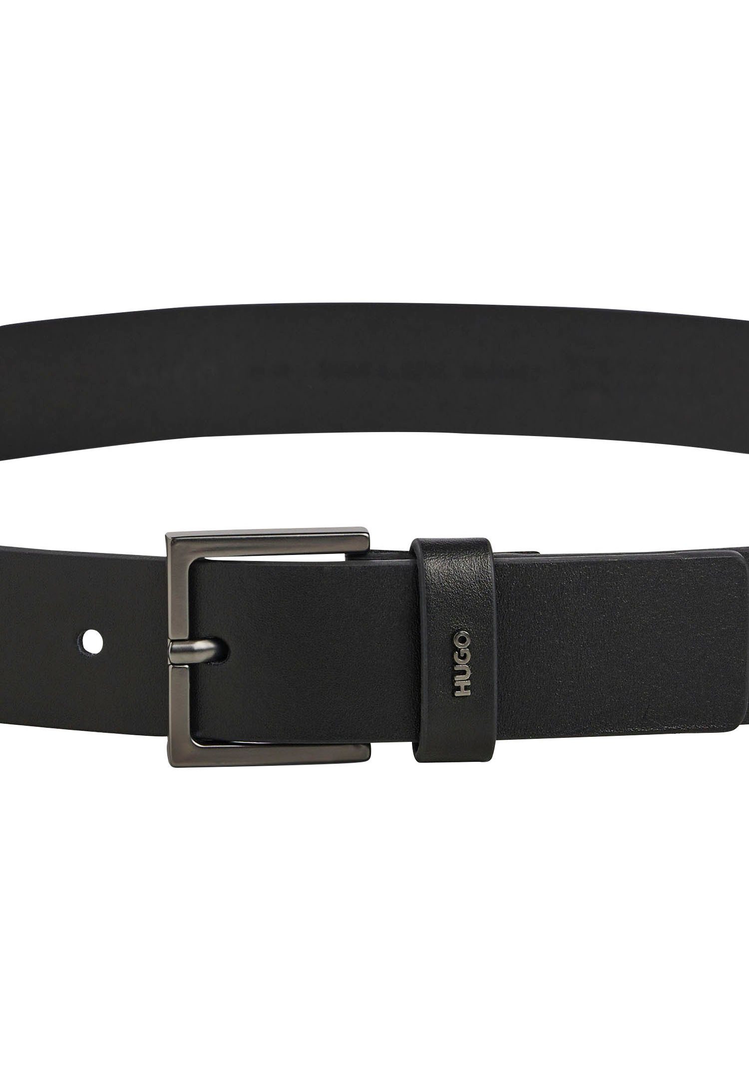 HUGO Leren riem GIOVE Metall-logo op de lus
