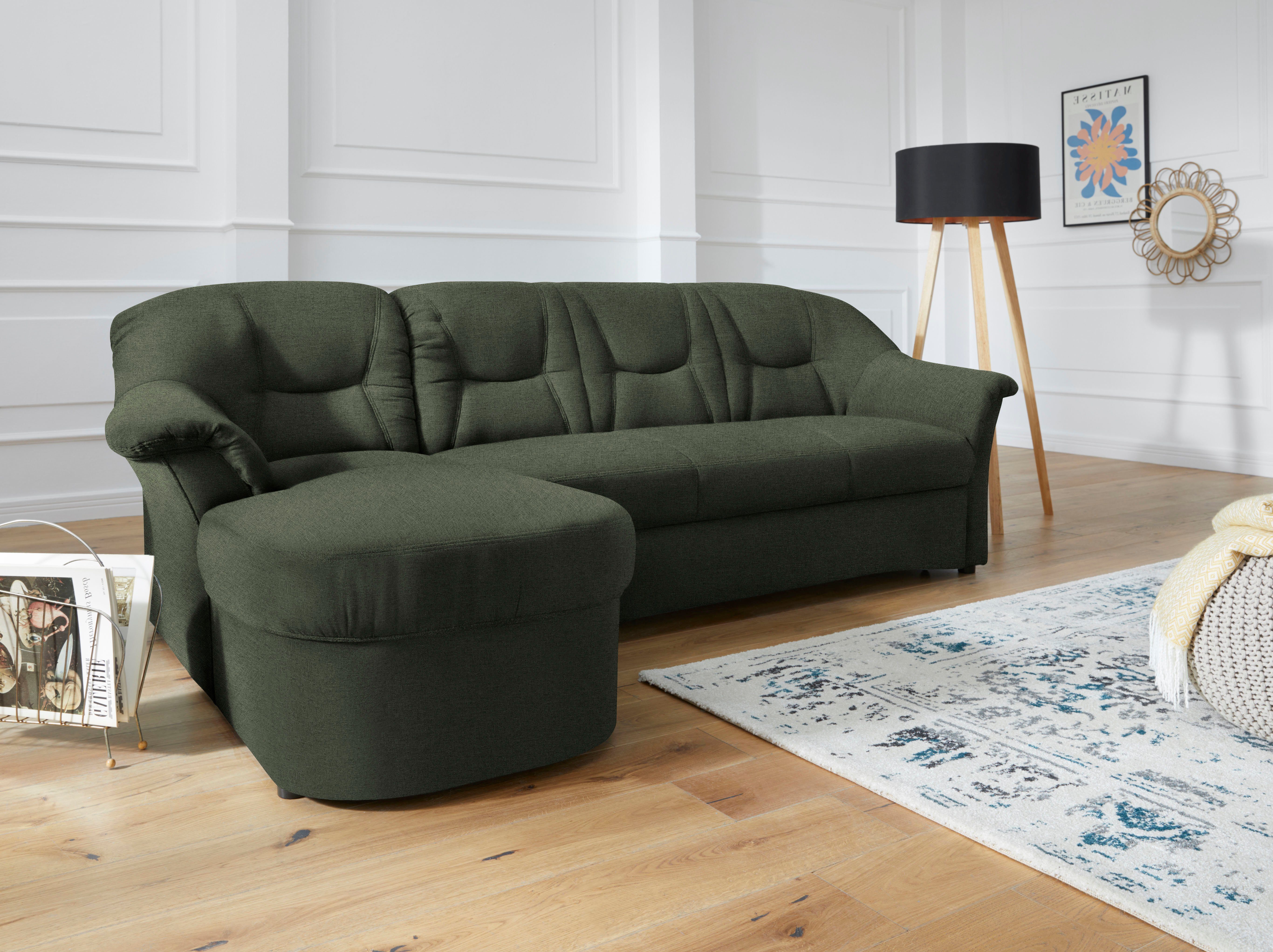 DOMO collection Hoekbank Sarafina tijdloos en comfortabel, optioneel met binnenvering, L-vorm groen, hoekbanken, Récamier links, Met binnenvering,