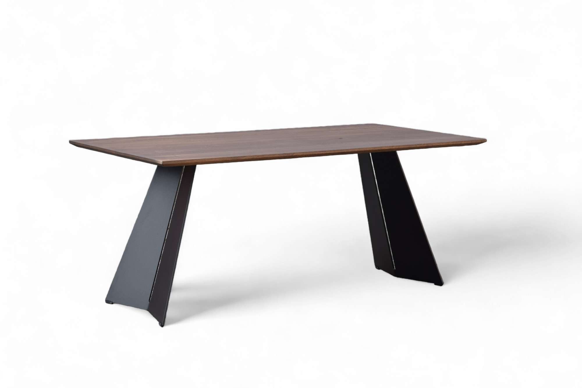 Home affaire Eettafel Winteregg keukentafel, metalen wangframe, massief gewild eikenhout, geolied eettafels maat 160 cm x 76 cm x 90 cm bruin