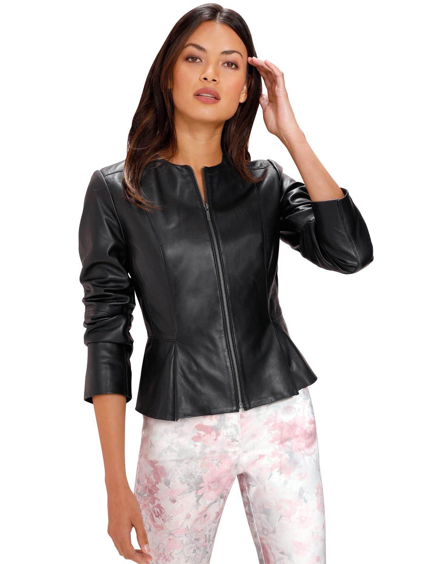 NU 20% KORTING: Lady leren blazer met flatteuze peplum