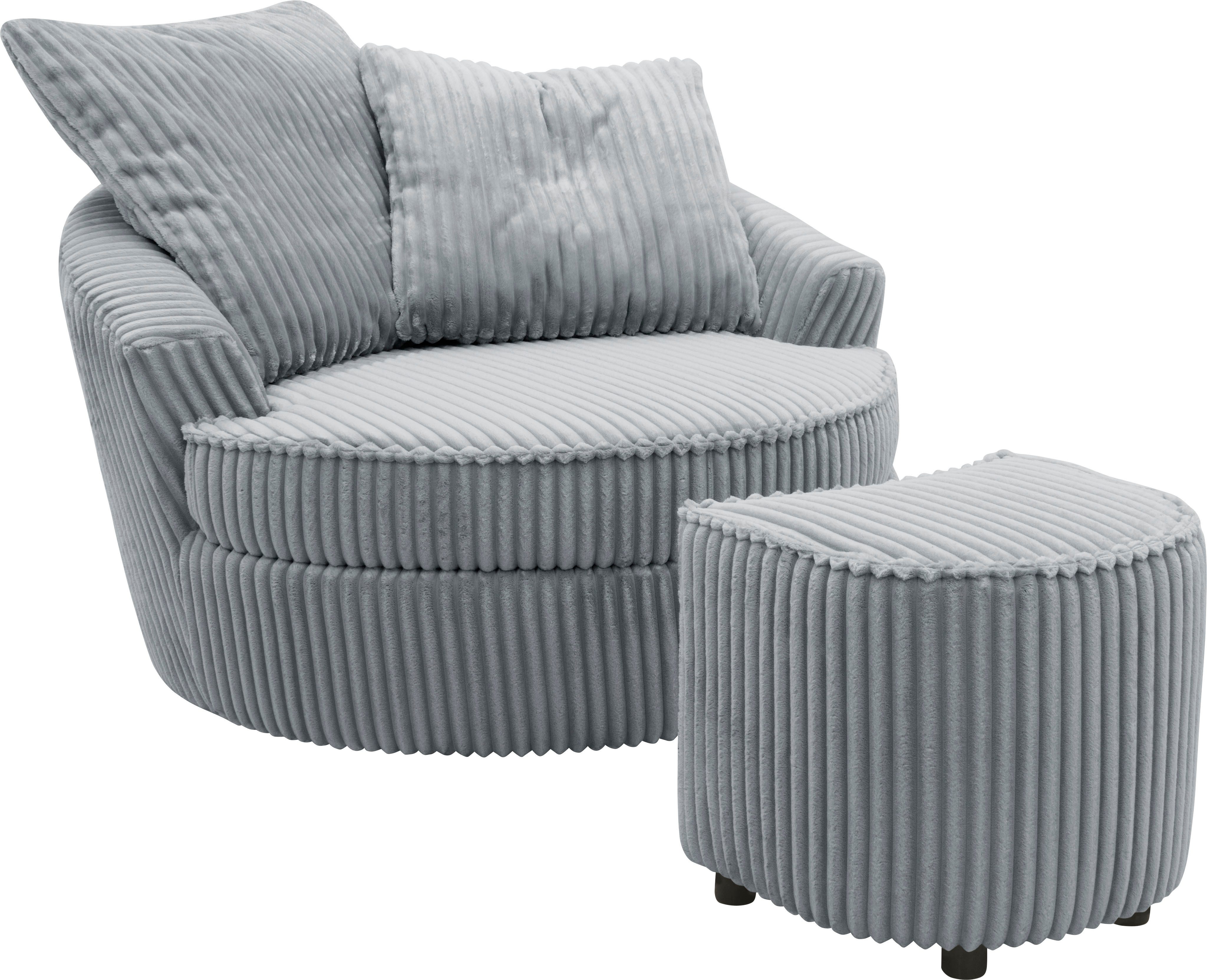 INOSIGN Draaibare fauteuil AMECA, relaxstoel met draaifunctie en poef, 122 x 126 x 76 cm (set,...