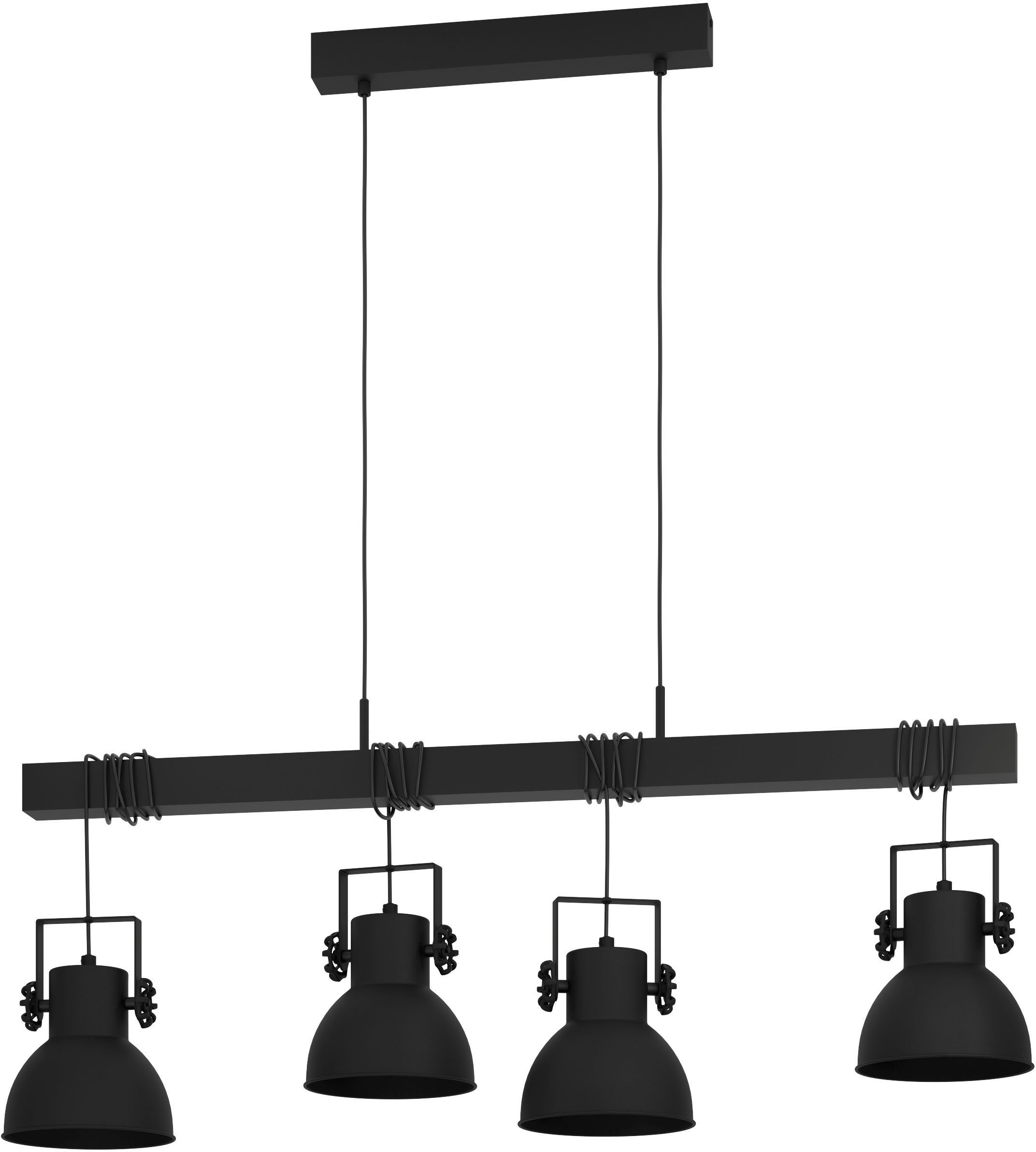 EGLO Hanglamp SHIREBROOK Hanglamp in zwart van staal, hout - excl. E27 - 40W (1 stuk) hanglampen zwart