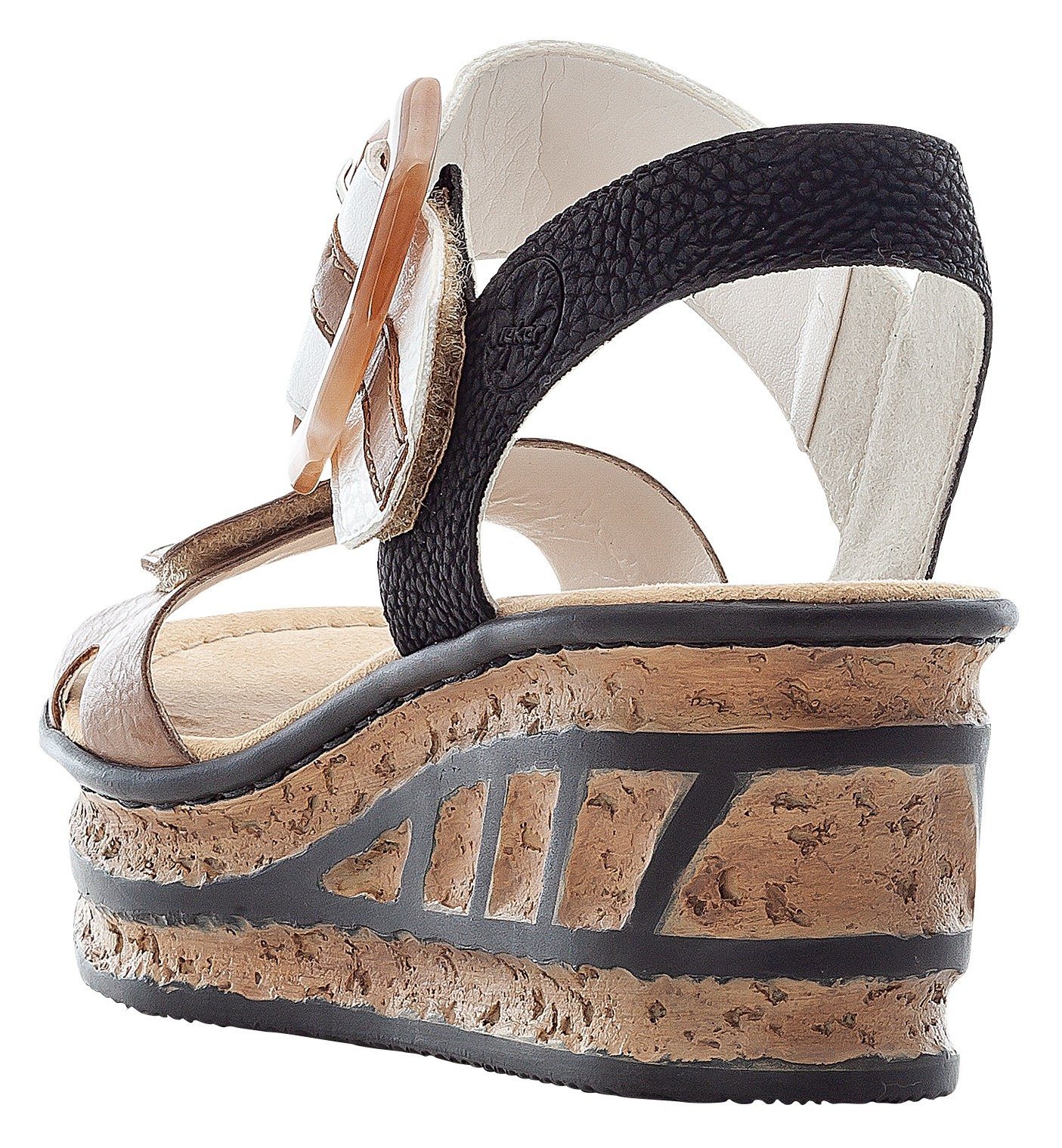 Rieker Sandaaltjes zomerschoen, sandaal, sleehak, in modieuze look