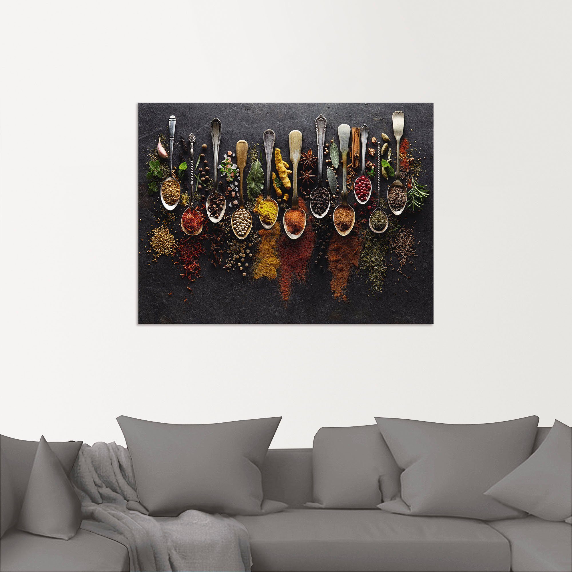 Artland Artprint Kruiden specerijen leisteen als artprint van aluminium, artprint voor buiten, artprint op linnen, poster, muursticker