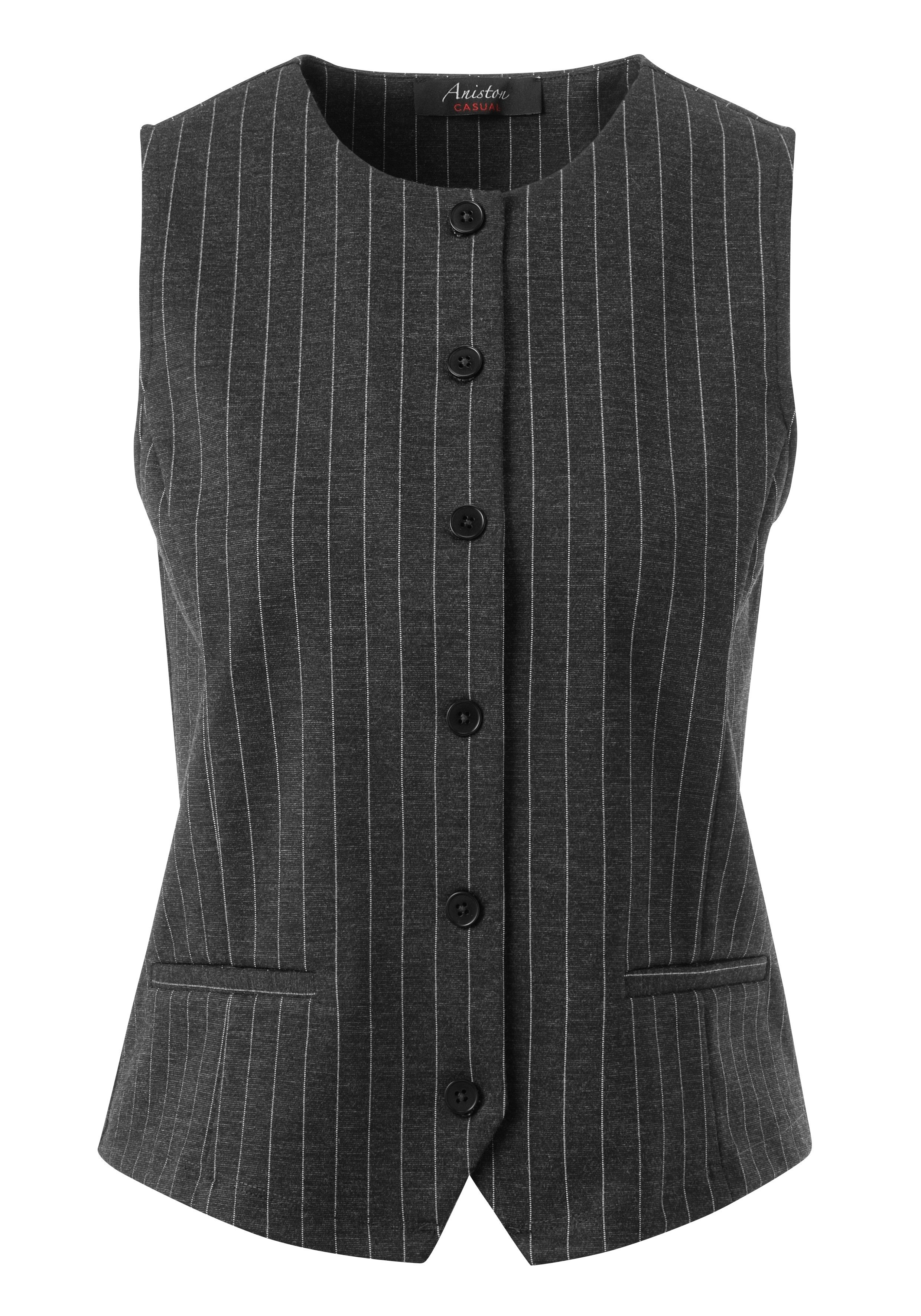 Aniston CASUAL Korte bodywarmer in een edele naaldstrepen dessin - nieuwe collectie