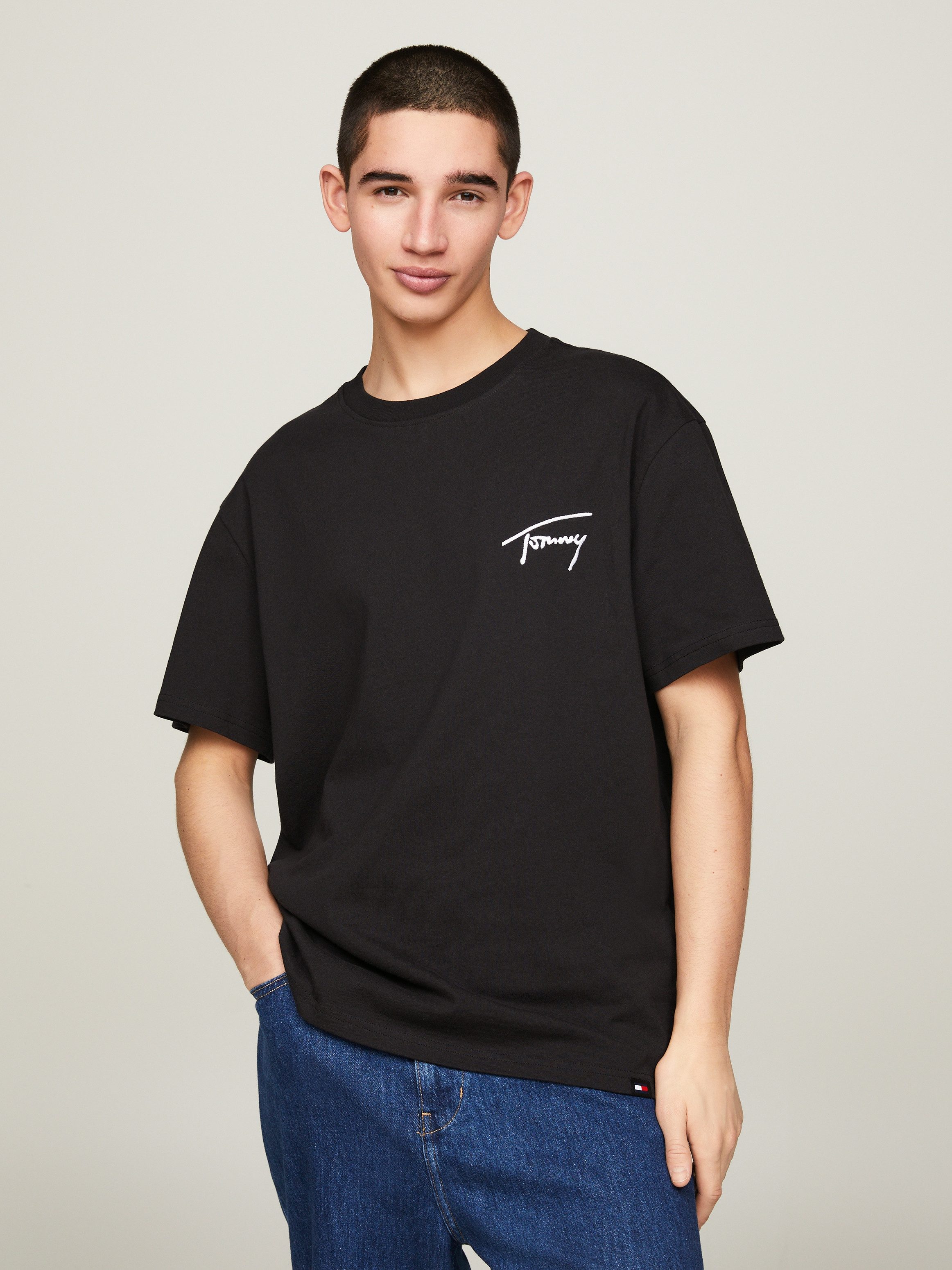 Tommy Jeans Handtekening T-shirt Zwart Black Heren