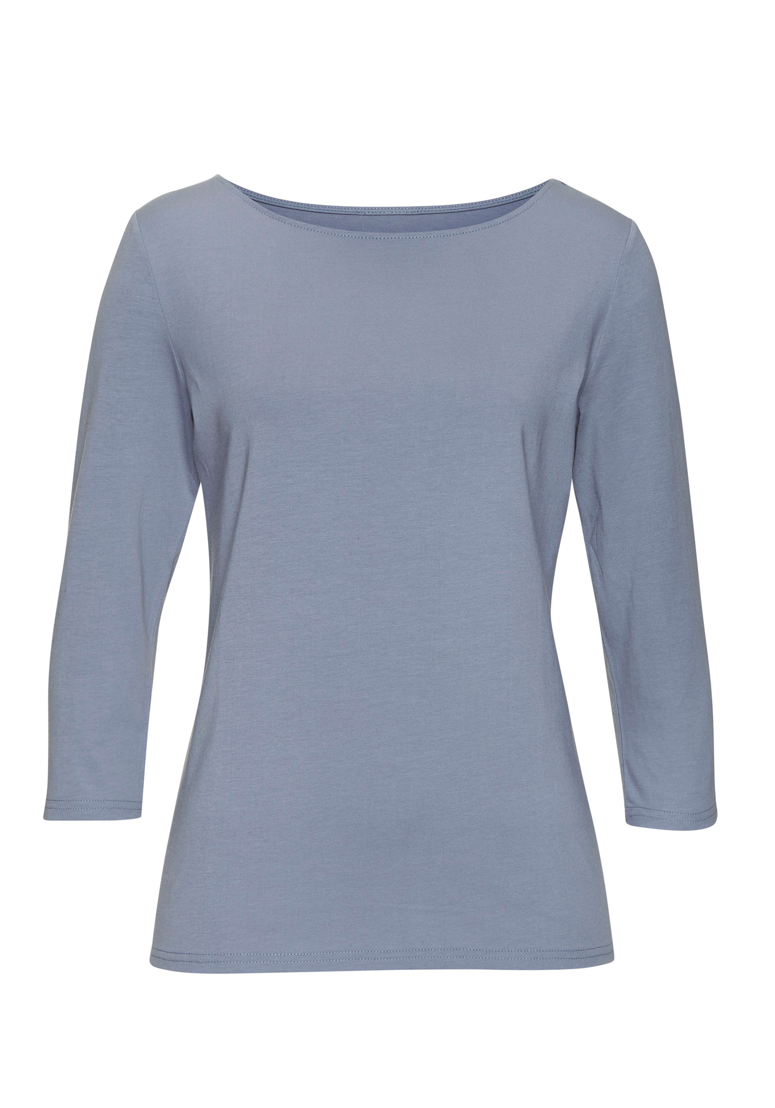 Lascana Shirt met 3/4 mouwen van elastische katoen-modal kwaliteit (Set van 2)