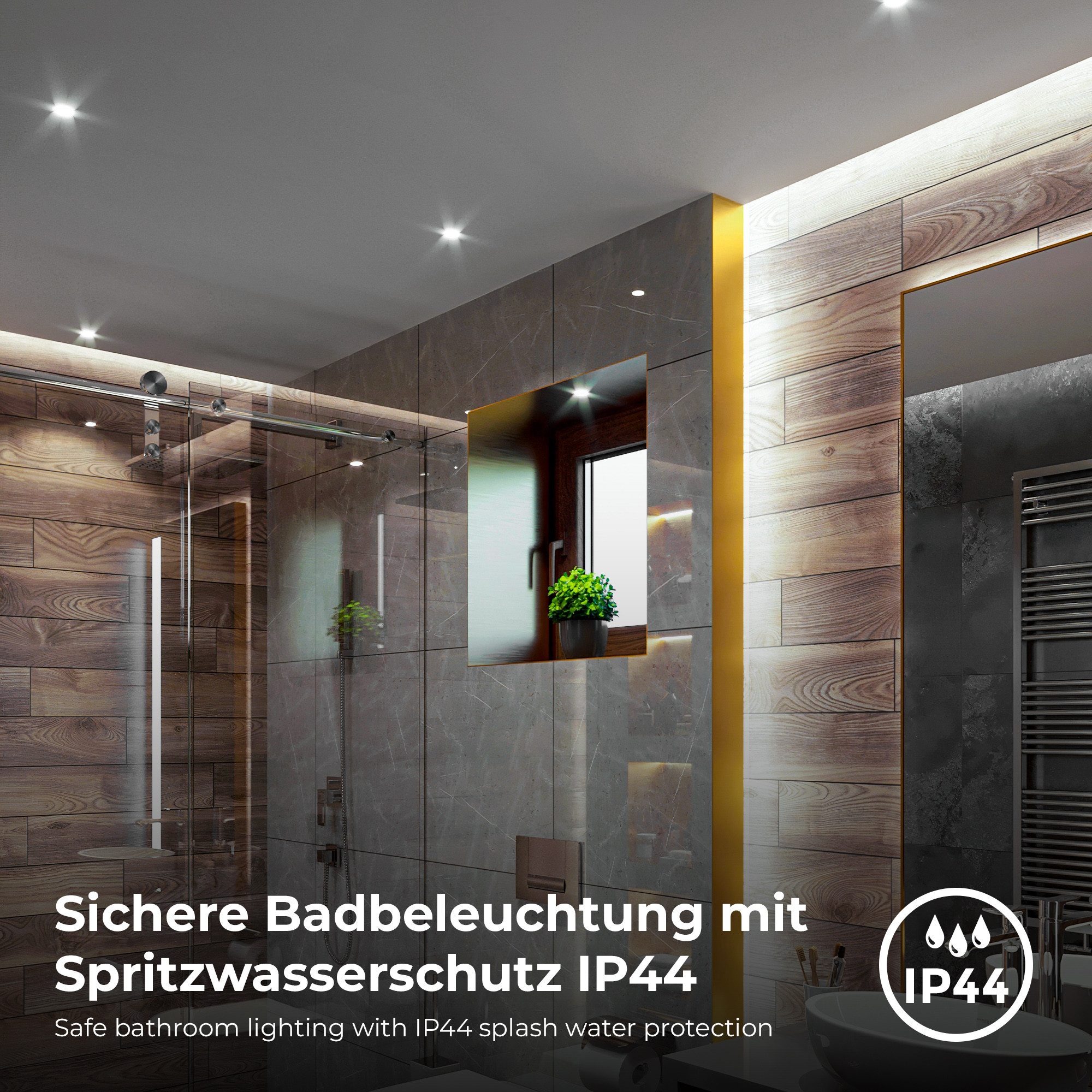 B.K.Licht Ledinbouwlamp 6-delige set badkamer inbouwspots, IP44 beschermd, platte LED inbouwspots (6 stuks)