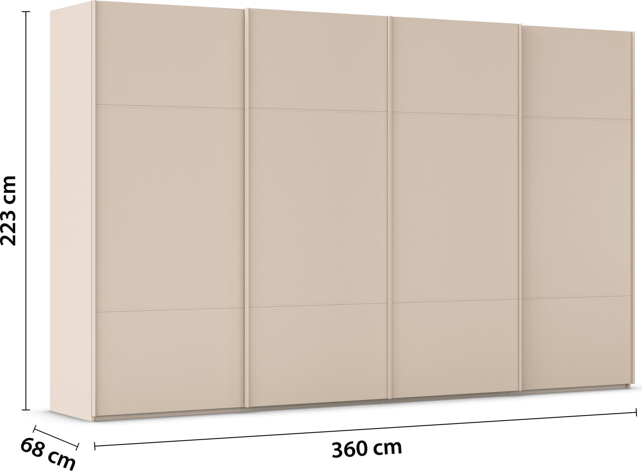 rauch Schuifdeurkast Kledingkast kast garderobe slaapkamerkast SCALE-TRIO edel drievoudig front, 2 sierlijsten in grepen kleur made in germany