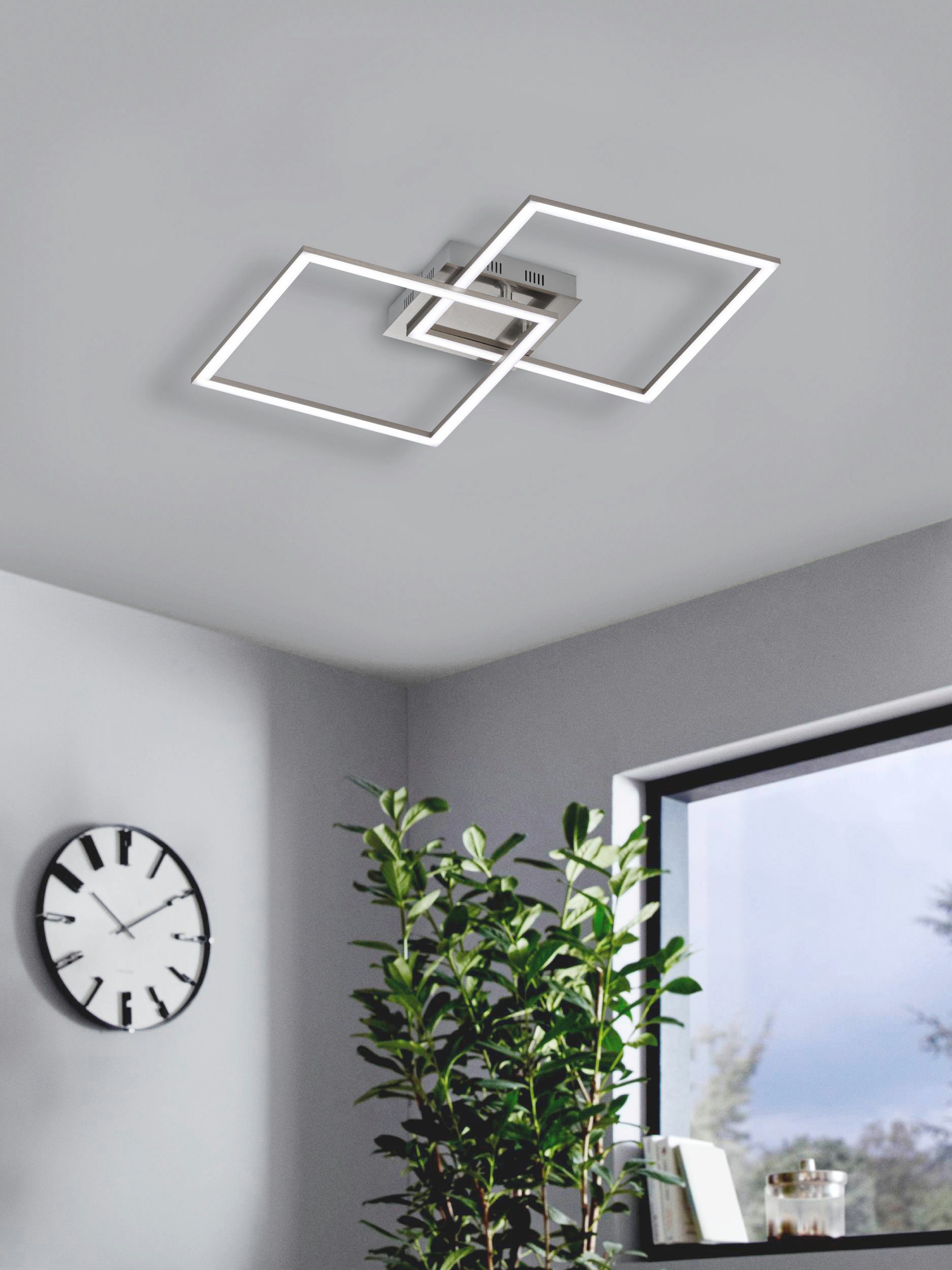 EGLO Led-plafondlamp Palmaves Plafondlamp wit, met afstandsbediening, nachtlicht, dimbaar, lamp (1 stuk)
