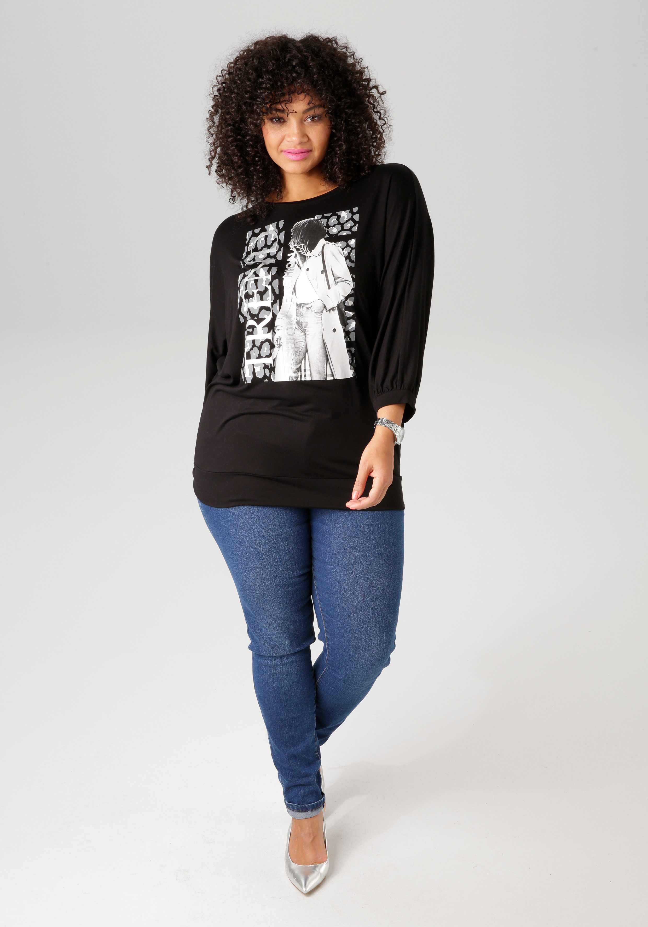 Aniston PLUS Shirt met 3/4 mouwen met trendy printmotief - nieuwe kollectie