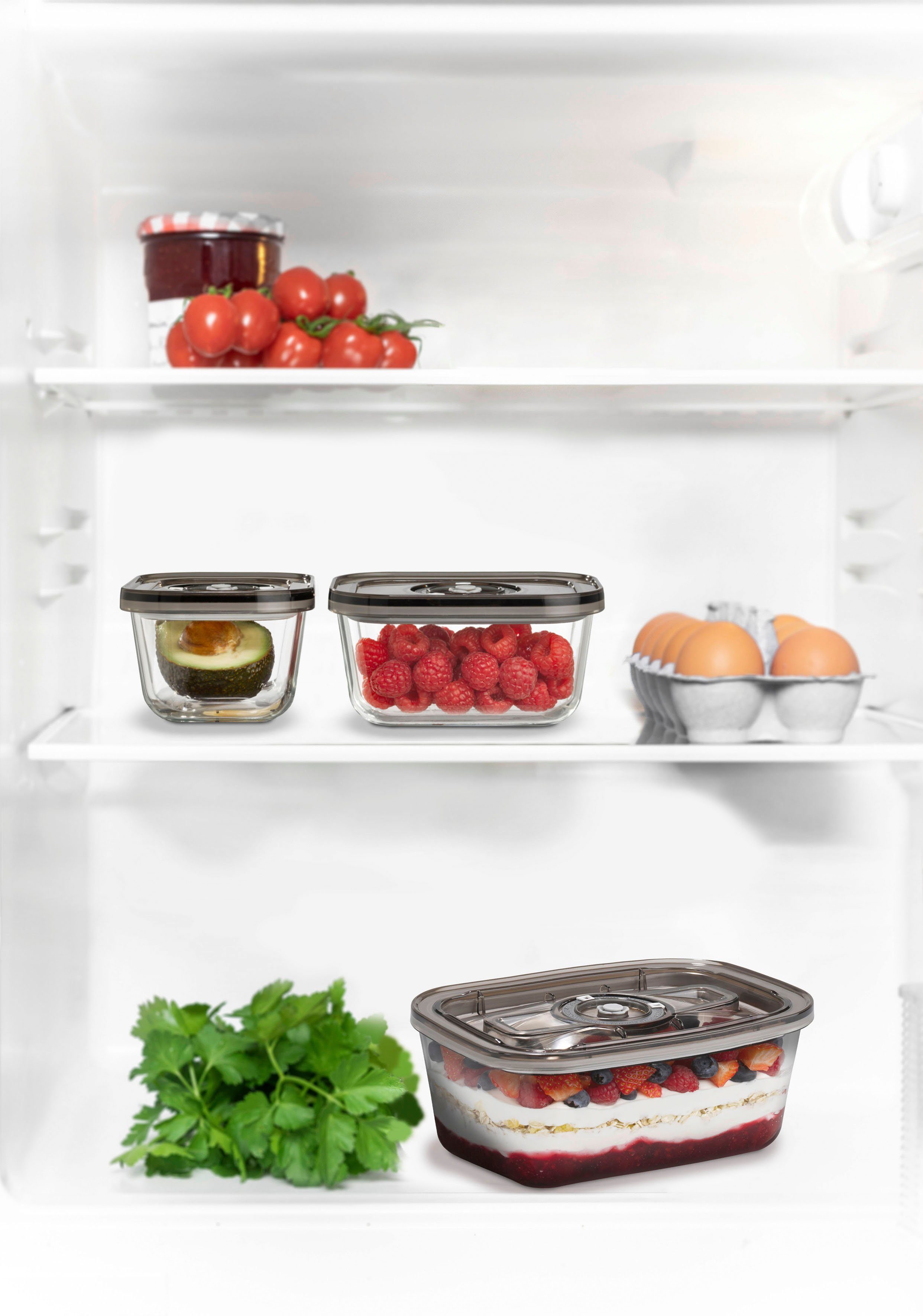 Caso Vacuümdoos 1177 VacuBoxx Eco-Set 3 glazen potten met kunststof deksel (set, 4-delig)
