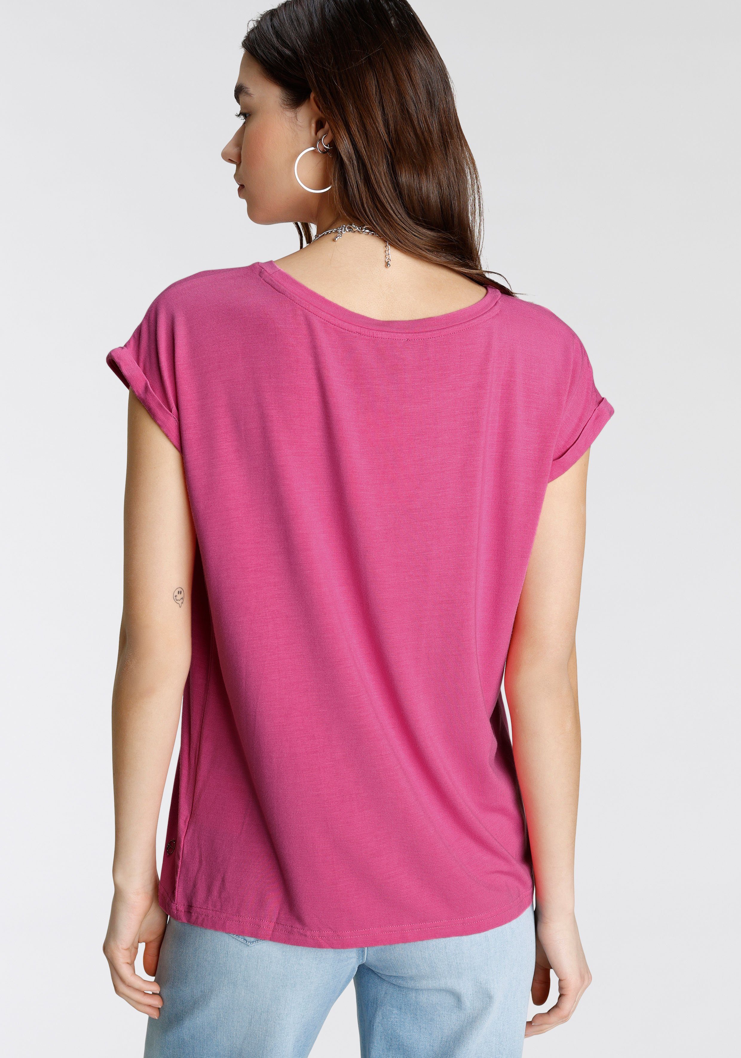 Tamaris T-shirt Korte mouwen, regular fit, effen, met ronde hals