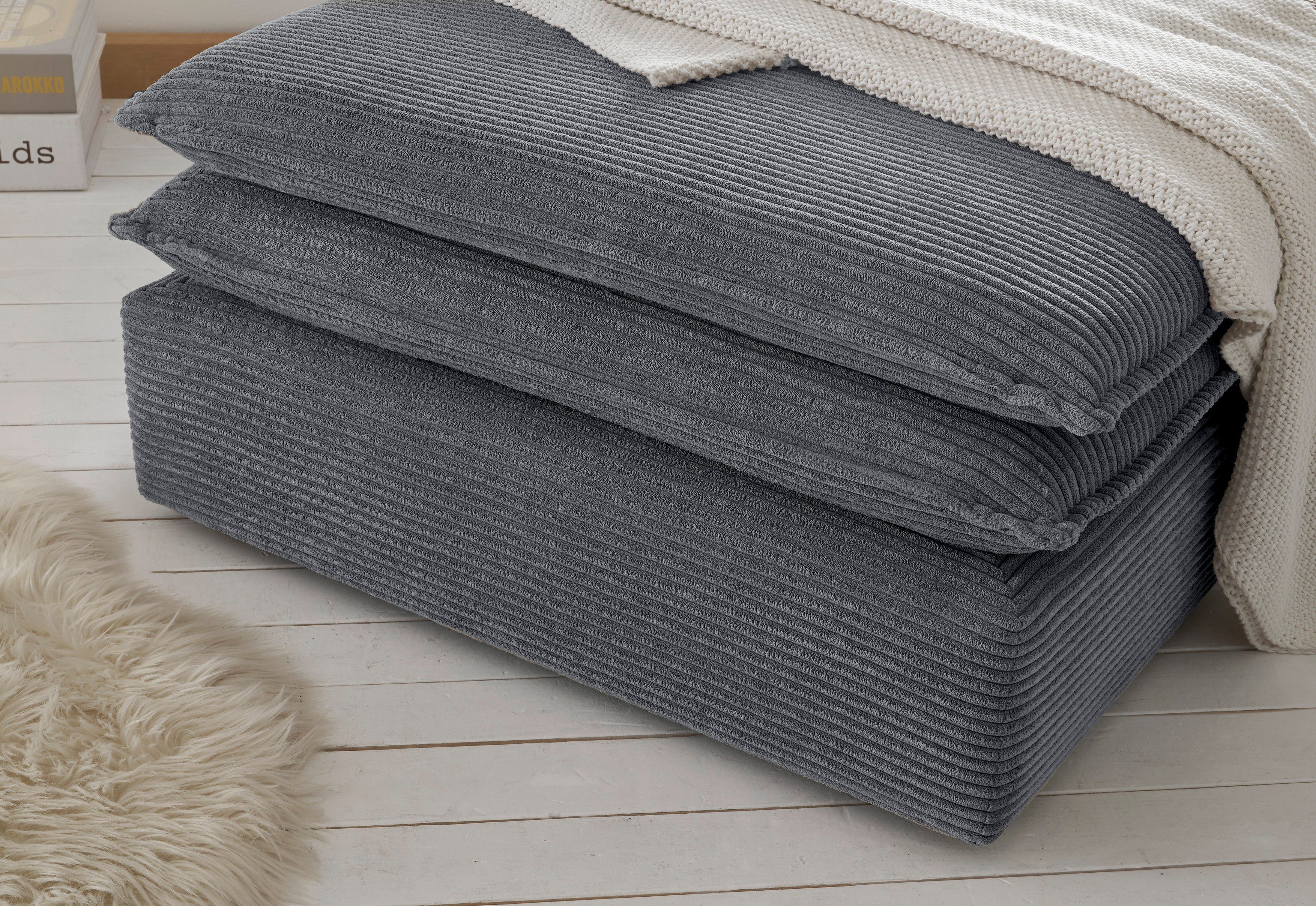 Places of Style Zithoek PIAGGE 2-zitsbank en hocker klein als set (2-delig)