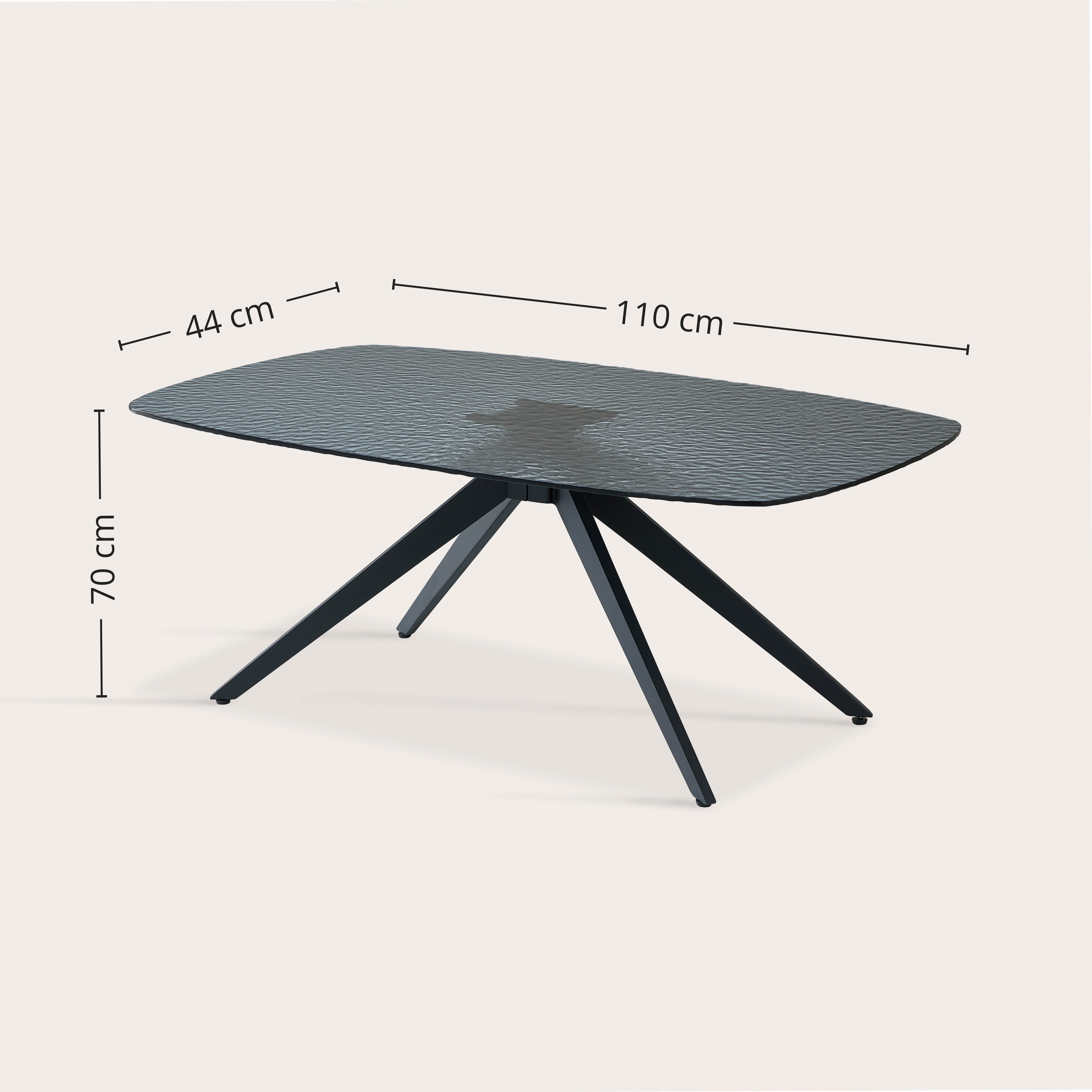 Stolkom Salontafel Elias glazen tafel zwart, salontafel BxHxD 110x44x70 cm Veiligheidsglas breukveilig, glasplaat watergolf zwart getint