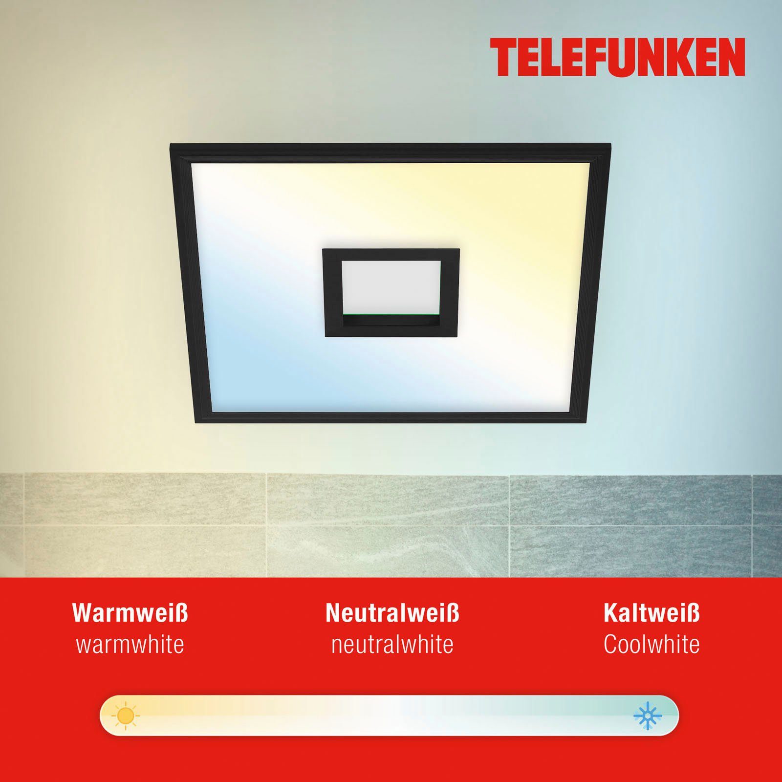 Telefunken Led-paneel 319405TF CENTERBACK Plafondlamp, RGB, backlight, CCT, inclusief afstandsbediening, dimbaar
