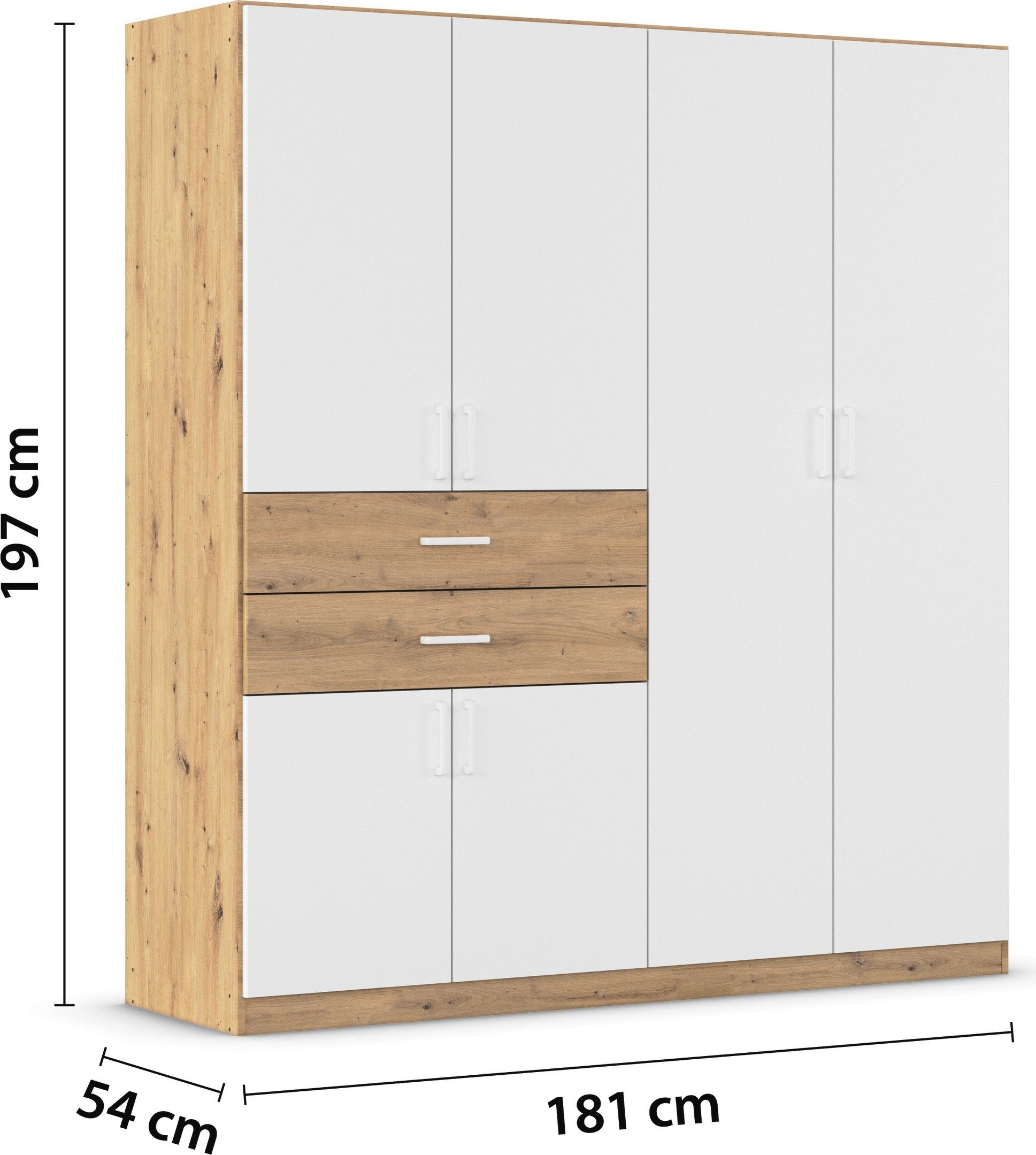 rauch Draaideurkast Kledingkast kast garderobe MAIKA met decor-front 2 lades, in verschillende breedtes, hoogtes, kleuren, made in germany
