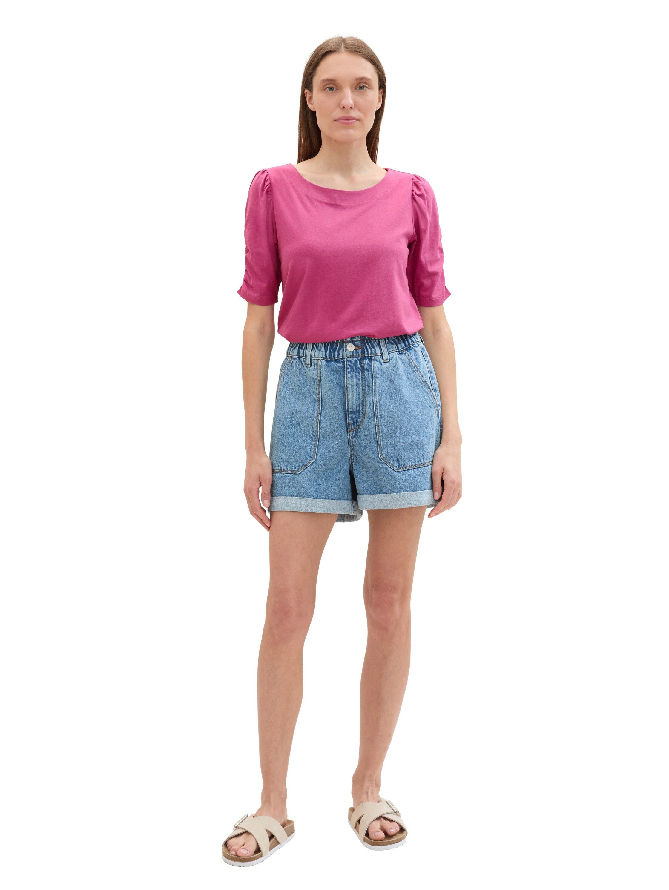 Tom Tailor T-shirt met rimpeling aan de mouwen