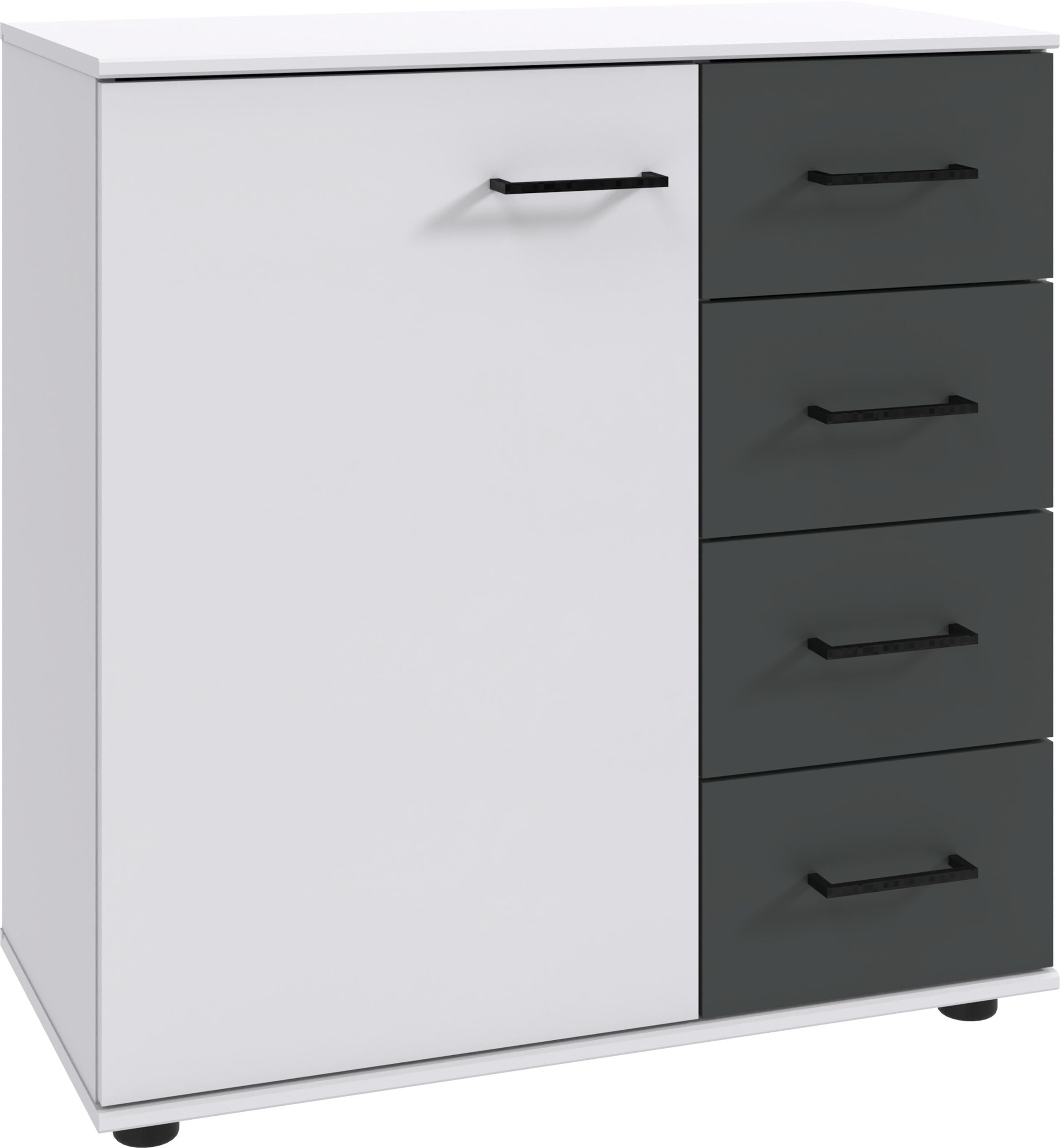 Wimex Kast met laden en deuren Kreta 1-deurs met 4 laden, 81 cm breed commodes & ladekasten wit