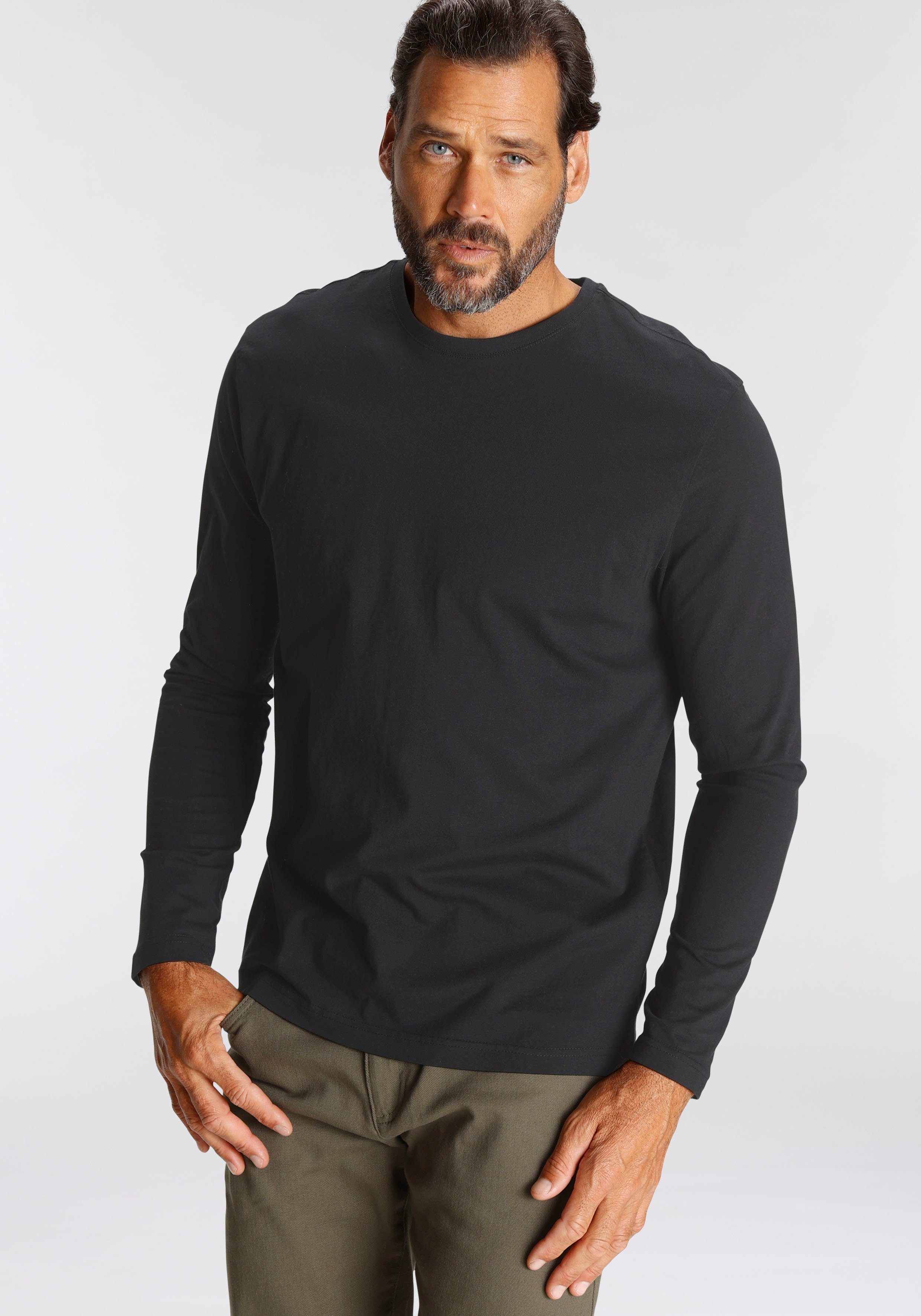 Man's World Shirt met lange mouwen Nieuwe kleur ! Lange mouwen effen van katoen in 3-pack (3-delig Set van 3)