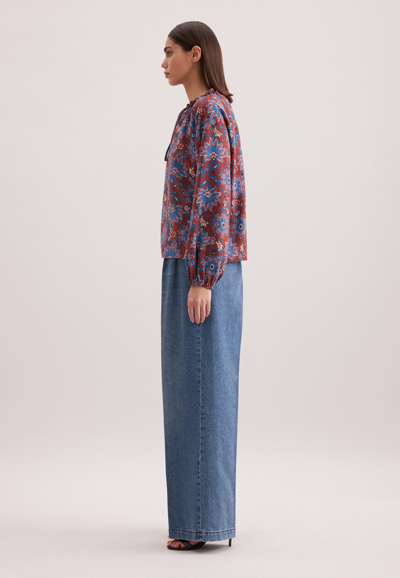 seidensticker Klassieke blouse Zwarte roos Tuniek print