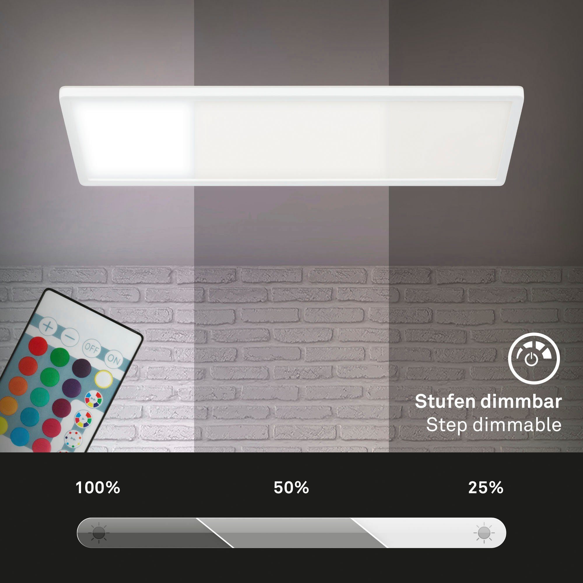 Briloner Leuchten Led-paneel 7404016 SLIM Plafondlamp, 58x20x3 cm, wit, 22W, woonkamer, slaapkamer, keuken