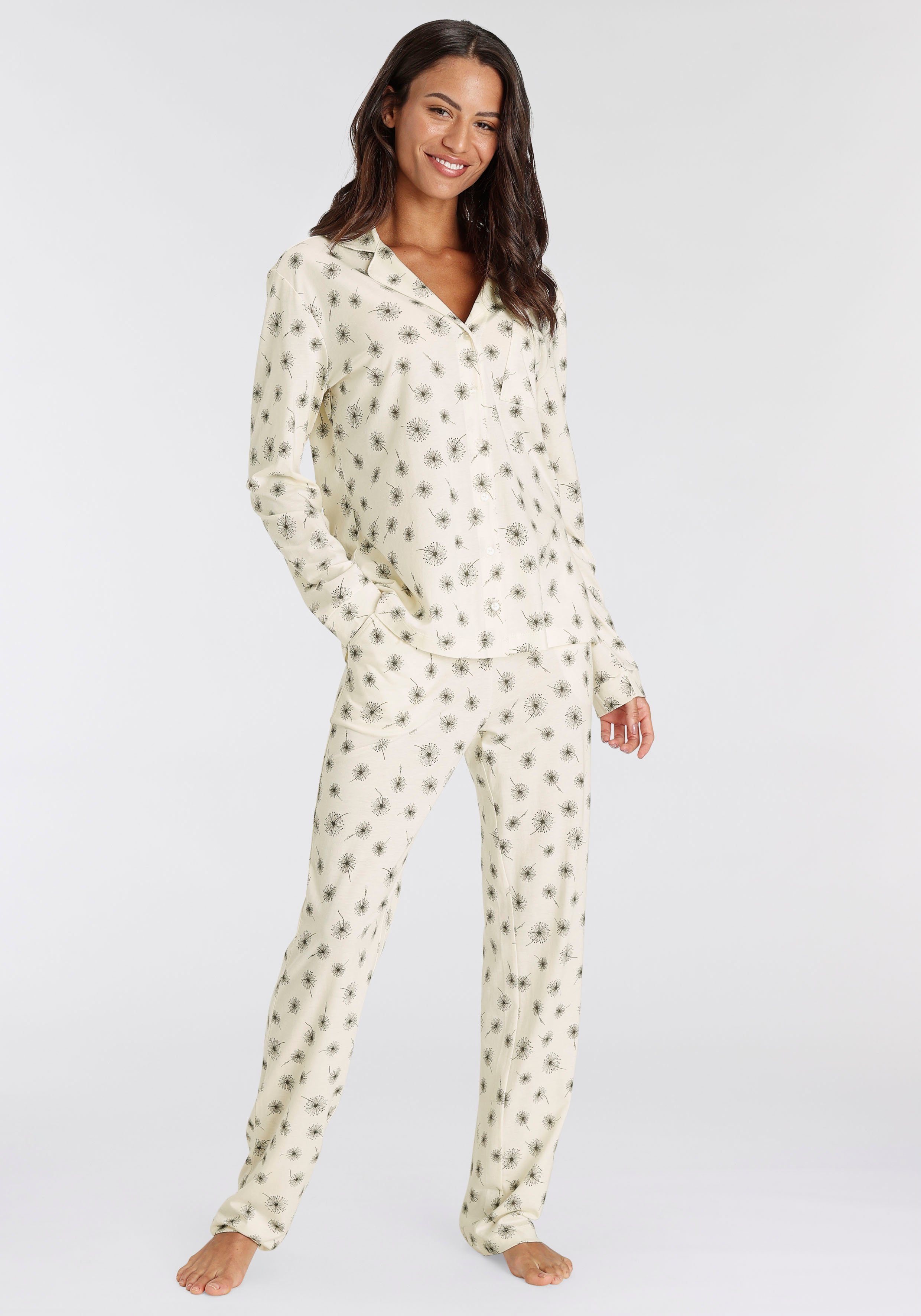 s.Oliver RED LABEL Beachwear Pyjama met een mooi motief (2-delig) dames pyjama's maat 44/46 beige