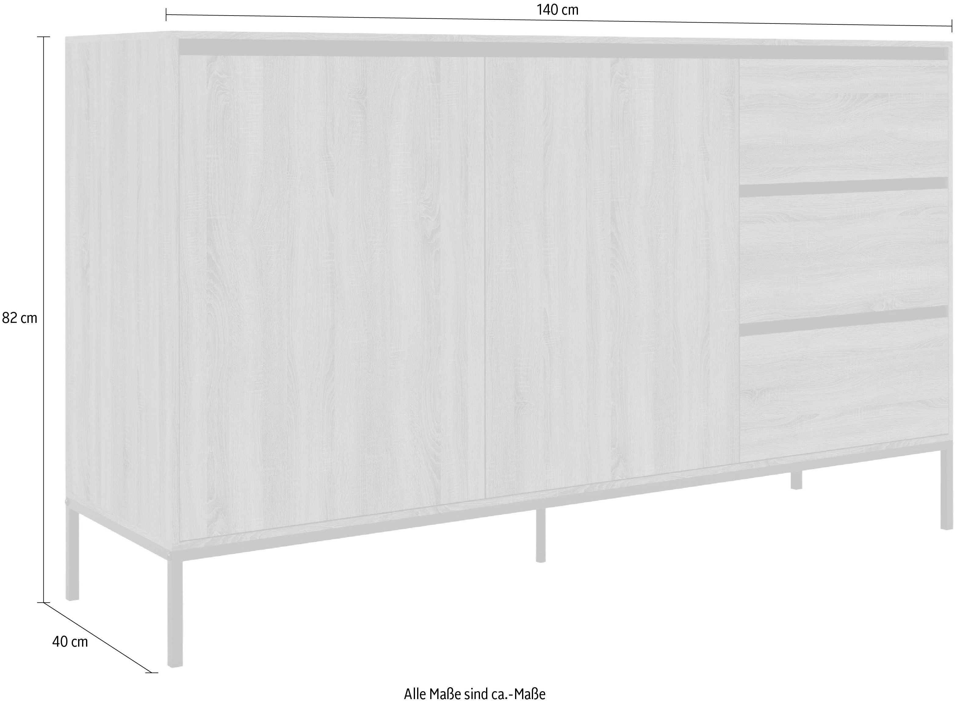 INOSIGN Dressoir Bari Commode met 2 deuren en 3 lades, breedte 140 cm
