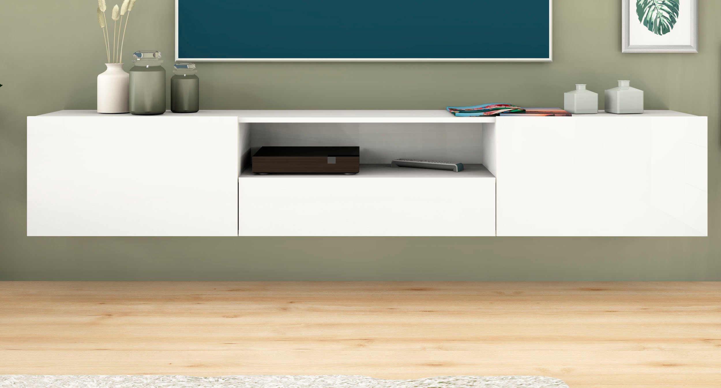 borchardt Möbel Tv-meubel Sophia Breedte 200 cm met 2 kleppen en 1 lade, staand en hangend
