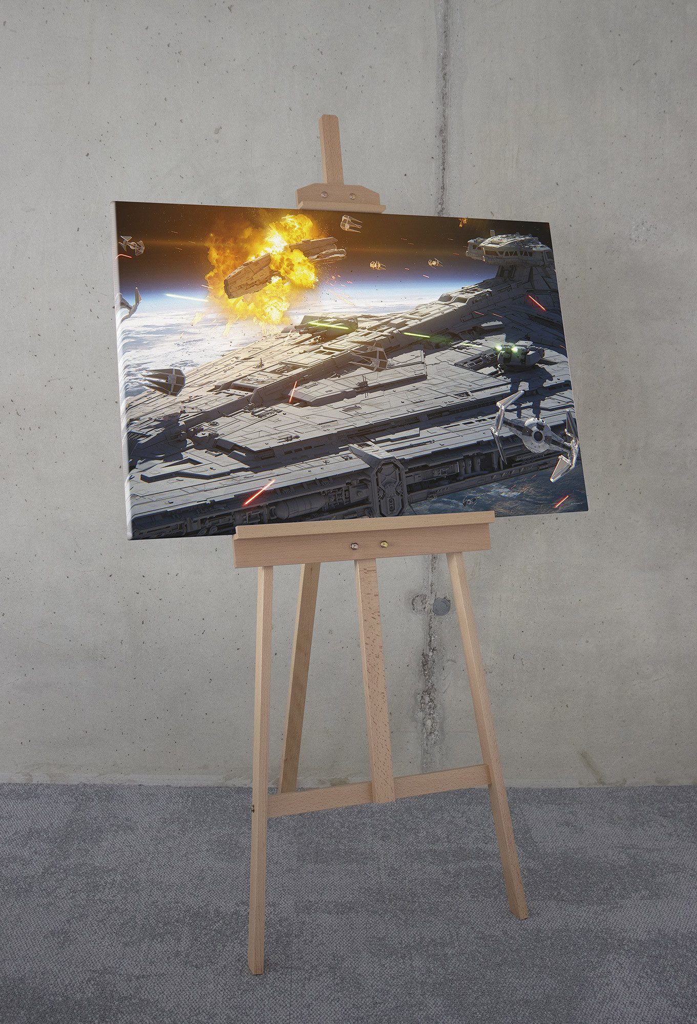 Komar Artprint op linnen Star Wars The Mandalorian Space Fight 90 x 60 cm (breite x höhe) - kinderzimmer, dekoration (1 stuk)