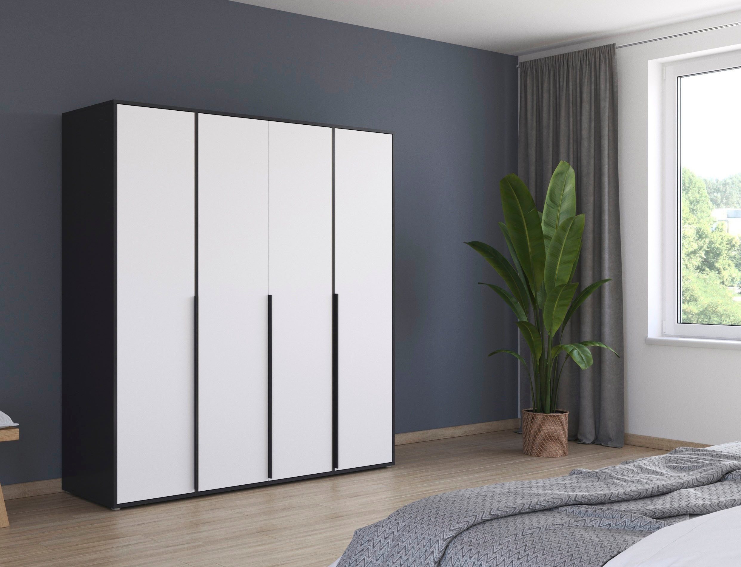 rauch Draaideurkast Kledingkast Kast Garderobe Wasmand NAGATA veel Opbergruimte met moderne stanggrepen in grijs metallic topseller made in germany