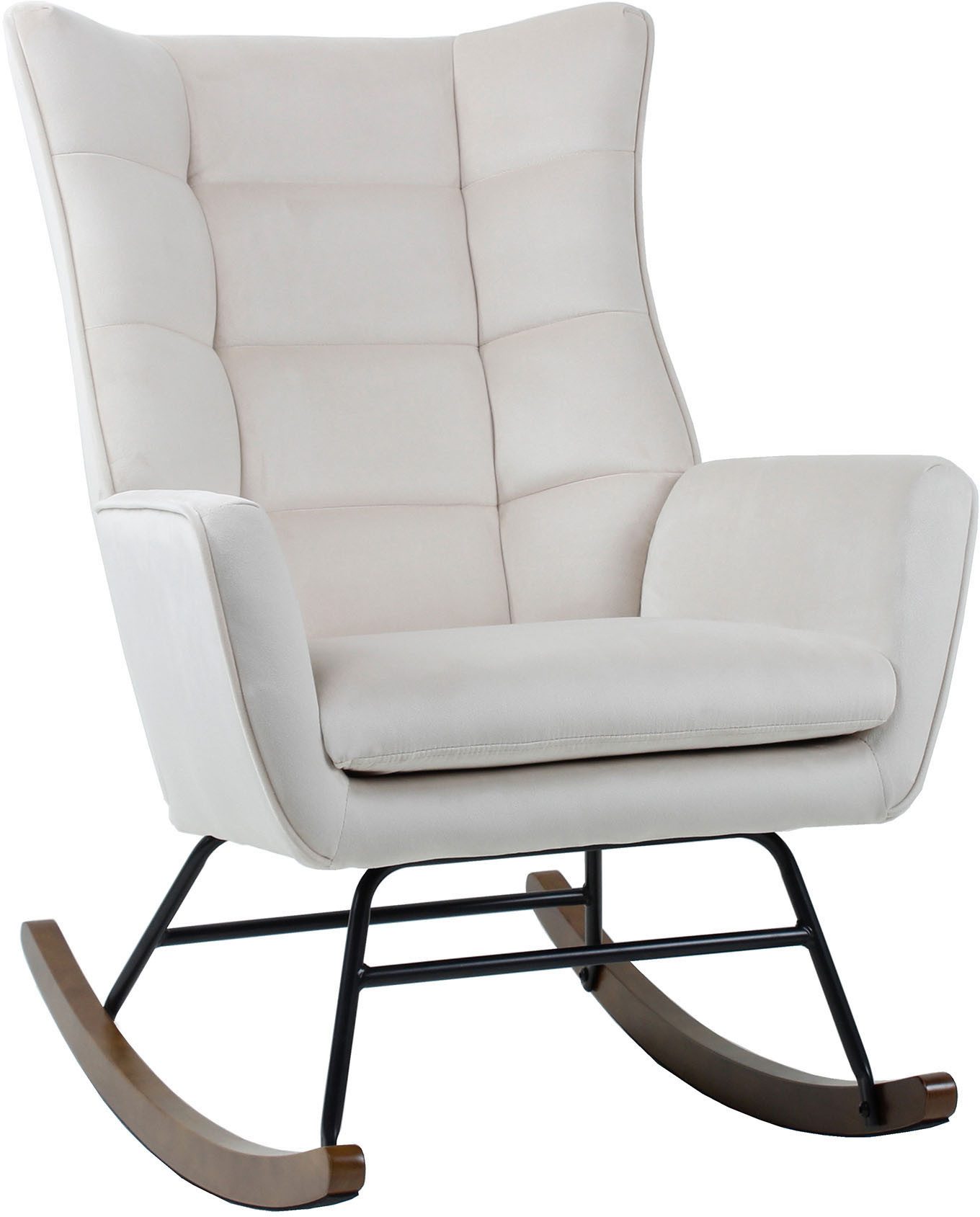 Kayoom Schommelstoel Bryana 125, Relaxstoel om te schommelen, metalen frame met houten slede (1 stuk) schommelstoelen