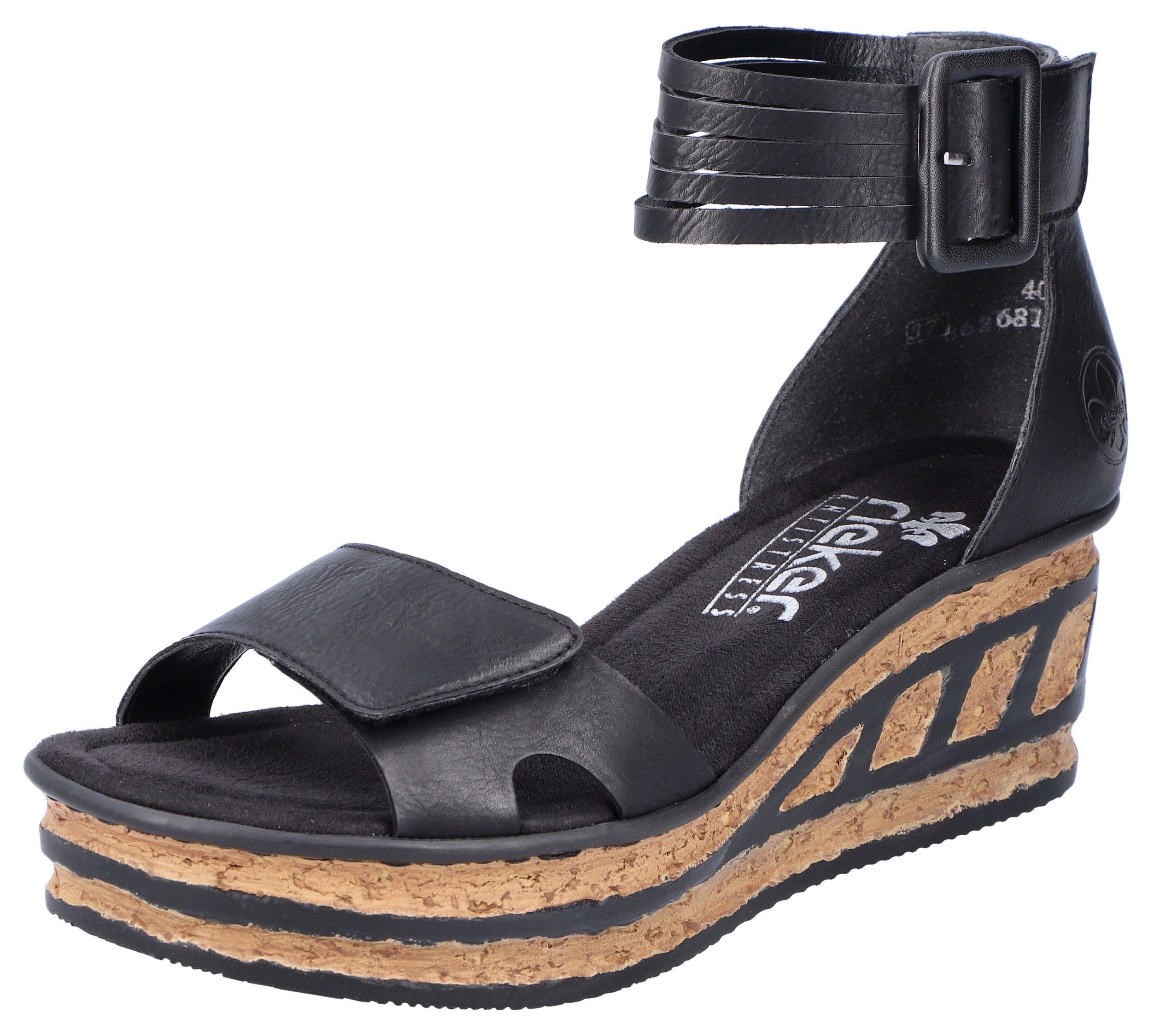 Rieker Sandaaltjes zomerschoen, sandaal, sleehak, met loopzool in kurk-look