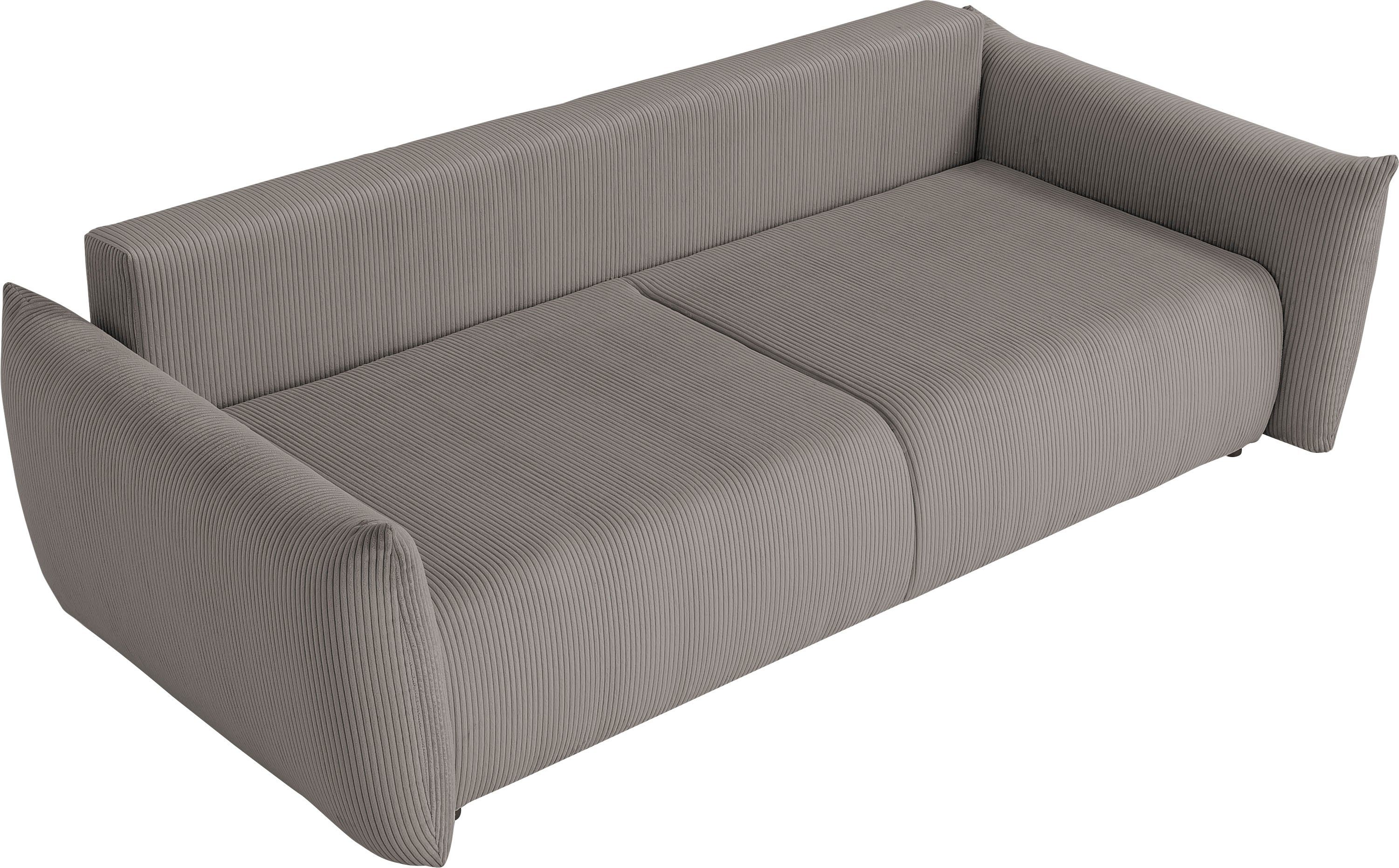 INOSIGN 3-zitsbank MAVAS slaapbank met bedlade ca. 240/108 cm (ligoppervlak 212/145 cm), ribfluweel, chenille, structuur