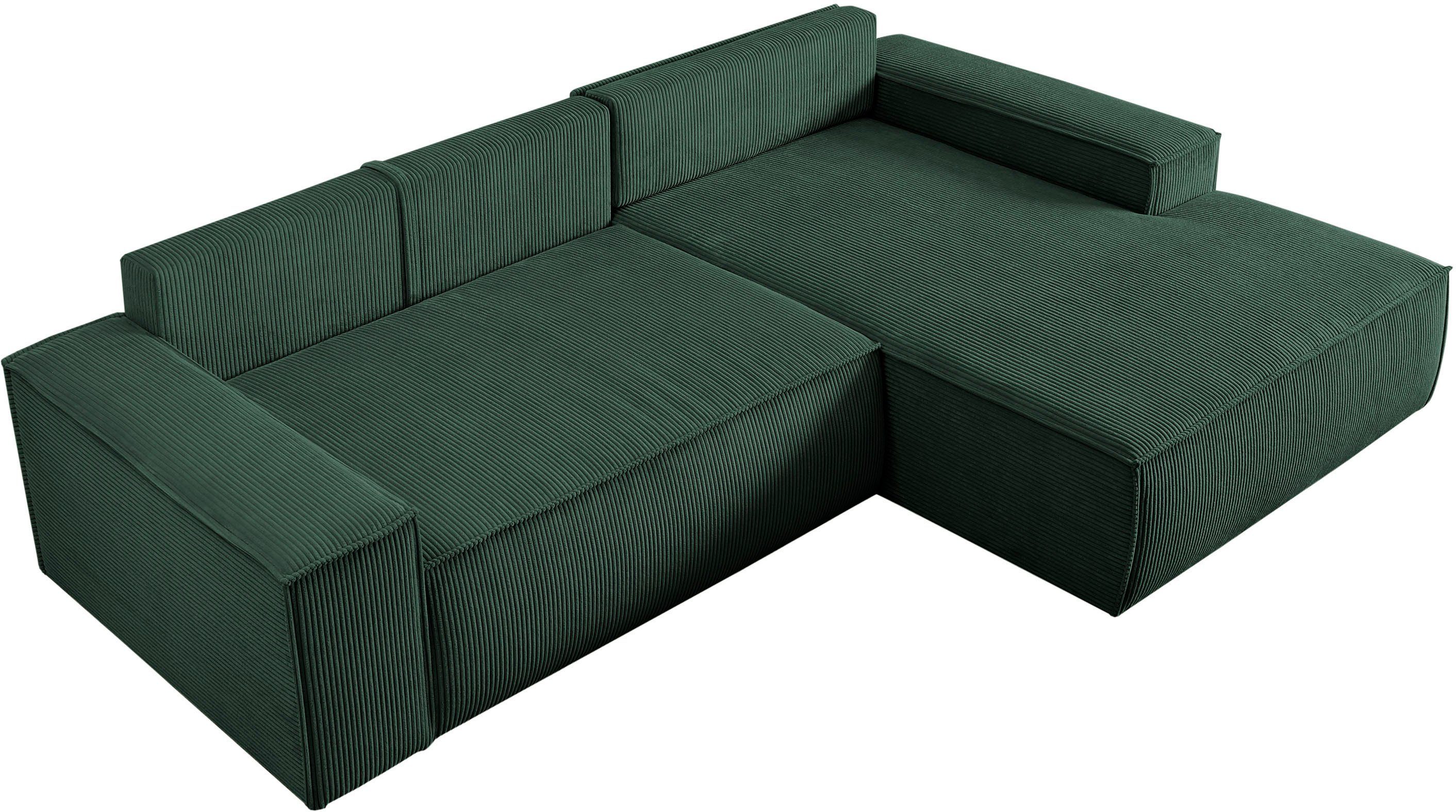 Home affaire Hoekbank SHERWOOD bedbank 267 cm, L-model, Slaapfunctie met bedlade (210x136 cm), cord, vintage, fluweel