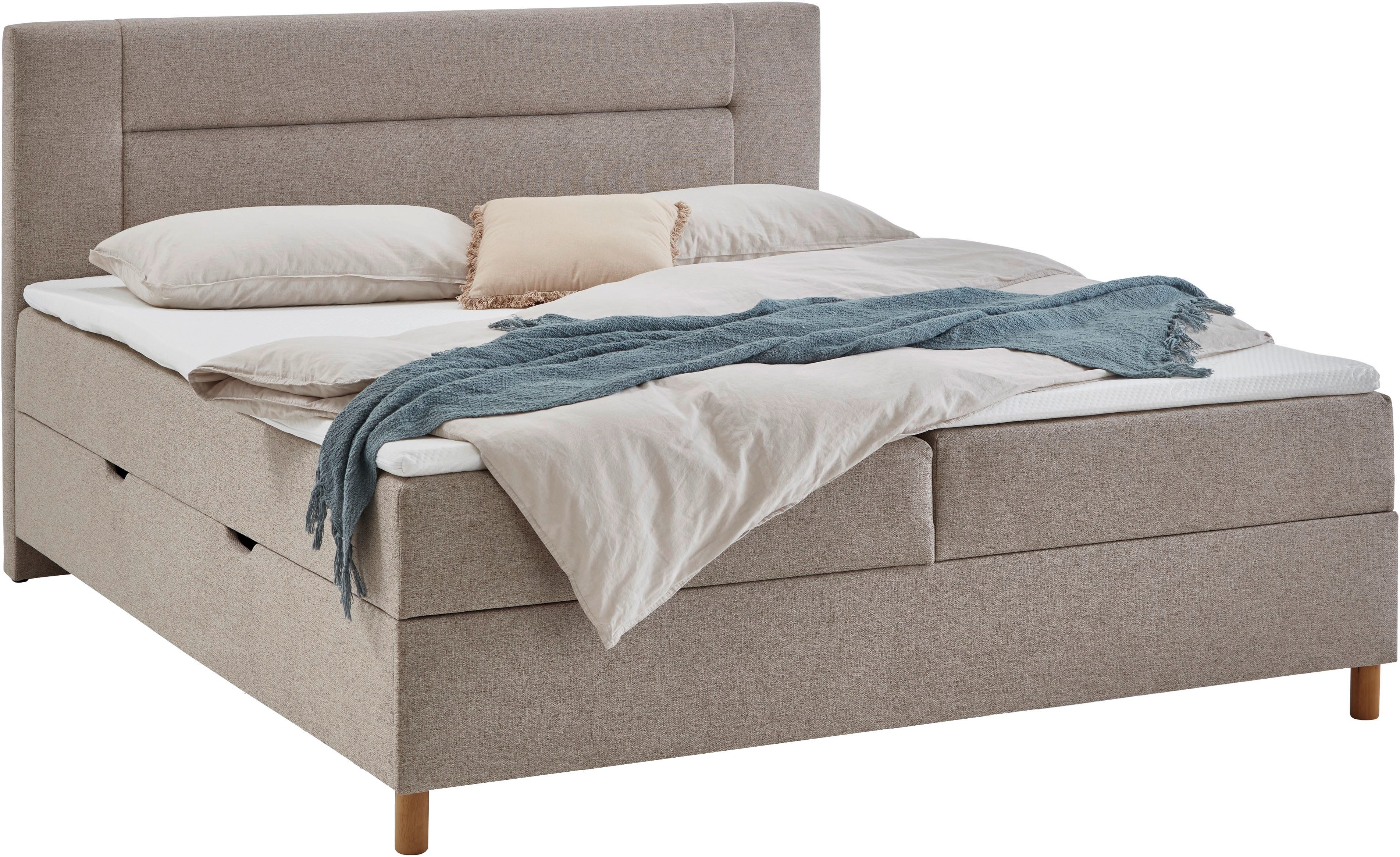 INOSIGN Boxspring Escalon II, met opbergruimte, inclusief topper, met houten poten