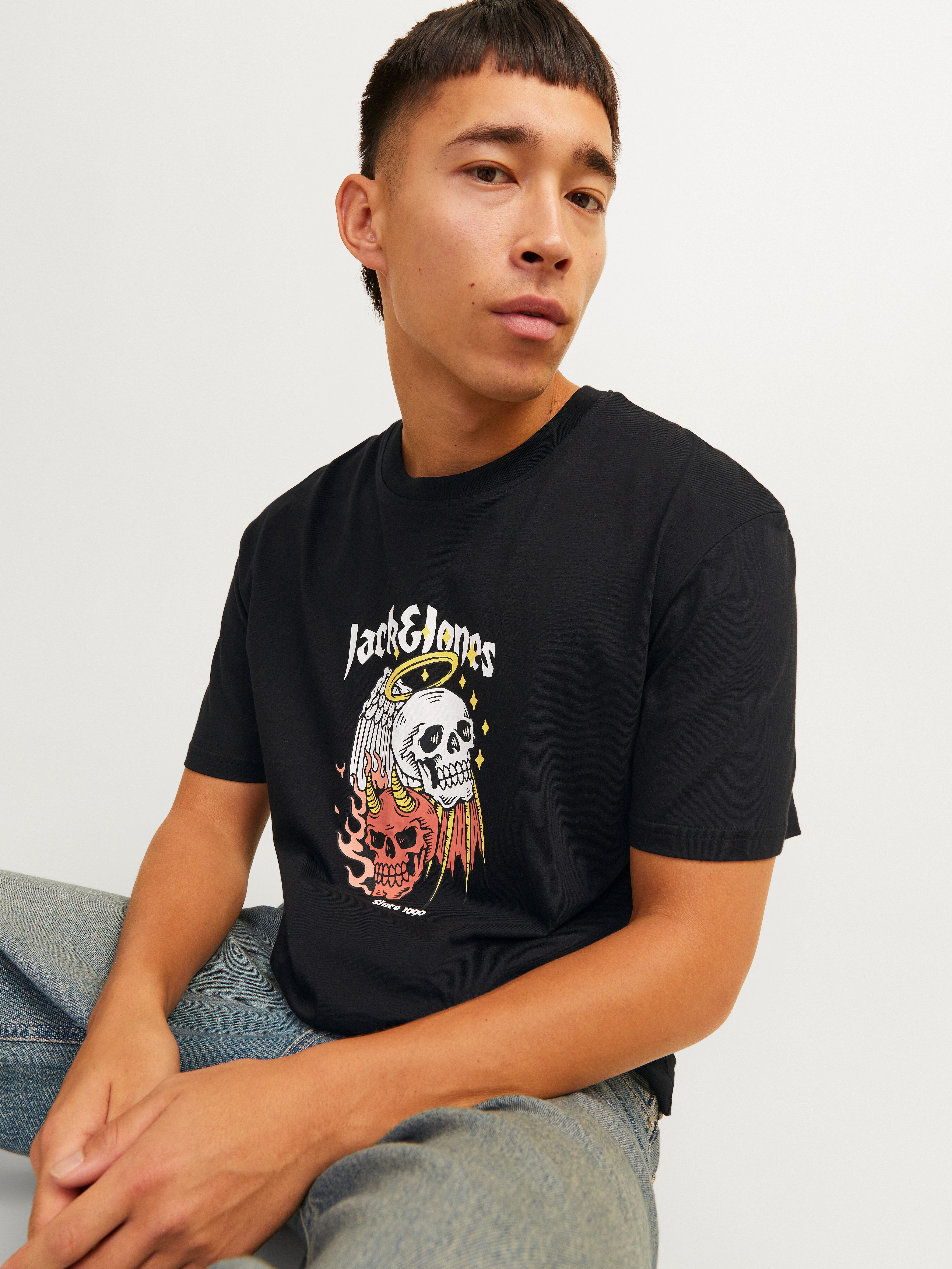 Jack & Jones Shirt met ronde hals JORSEVEN SKULL TEE SS CREW NECK SN