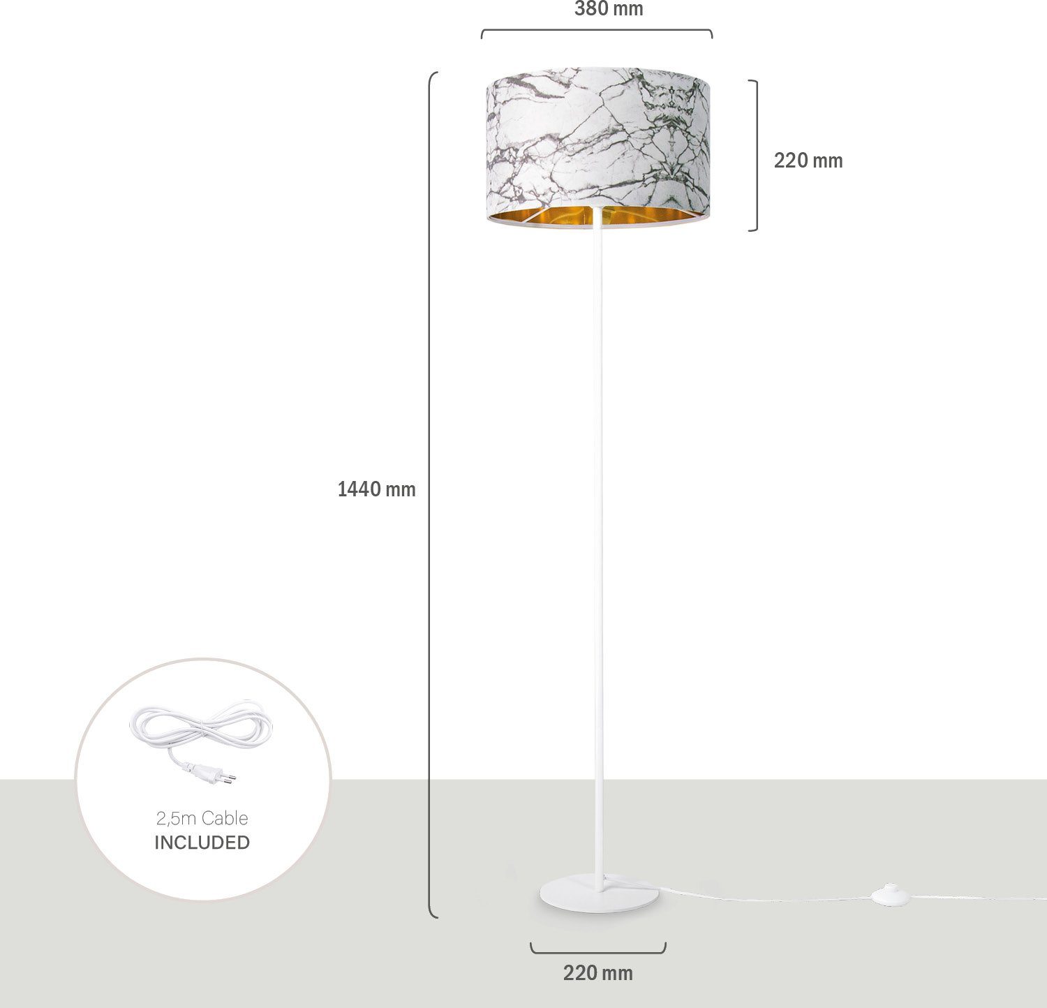 Paco Home Staande lamp Kracht 525 Woonkamer slaapkamer E27 marmer steen ontwerp grijs wit