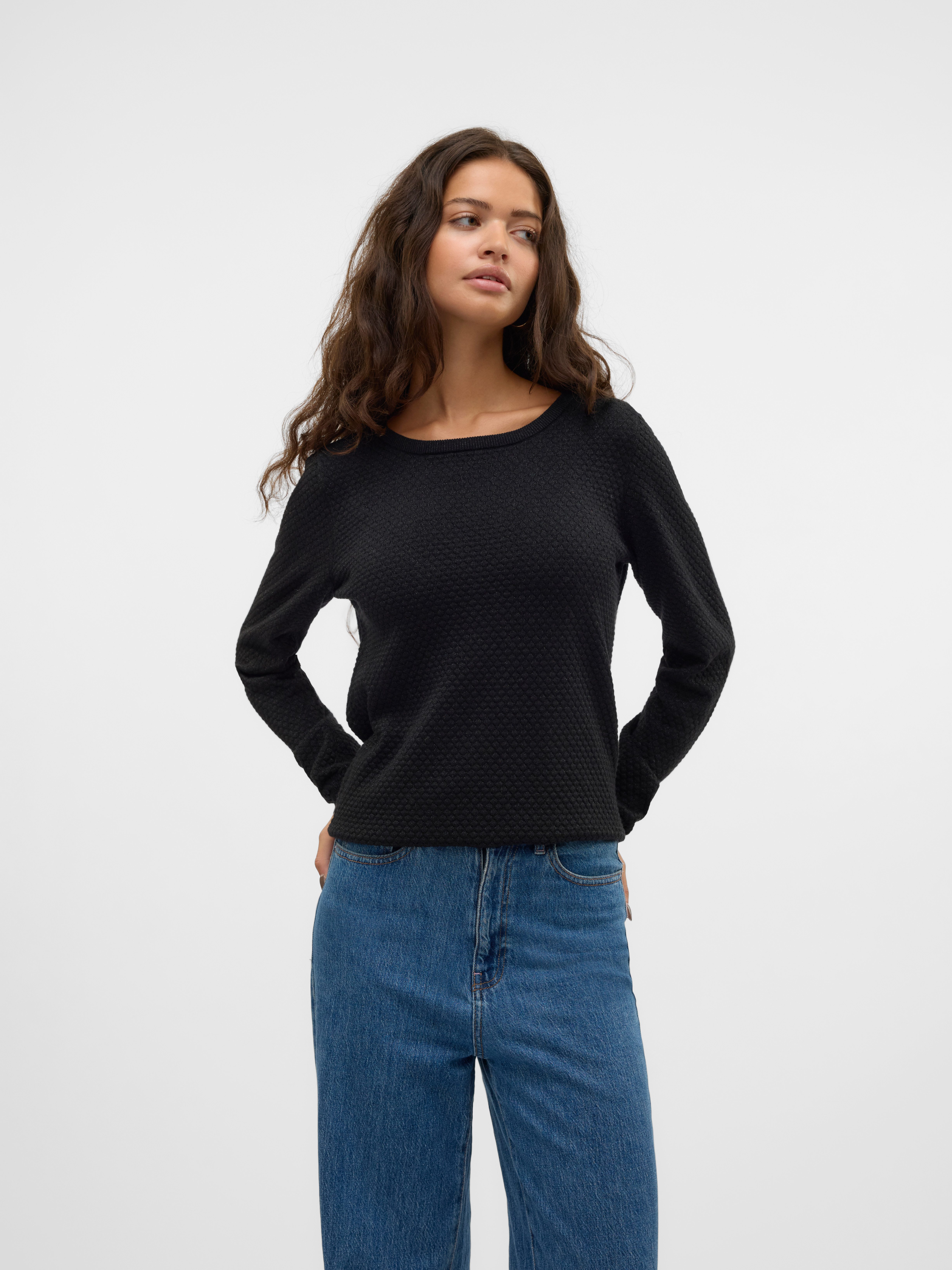 Vero Moda Regular fit gebreide pullover met effectgaren model 'CARE SHINE'