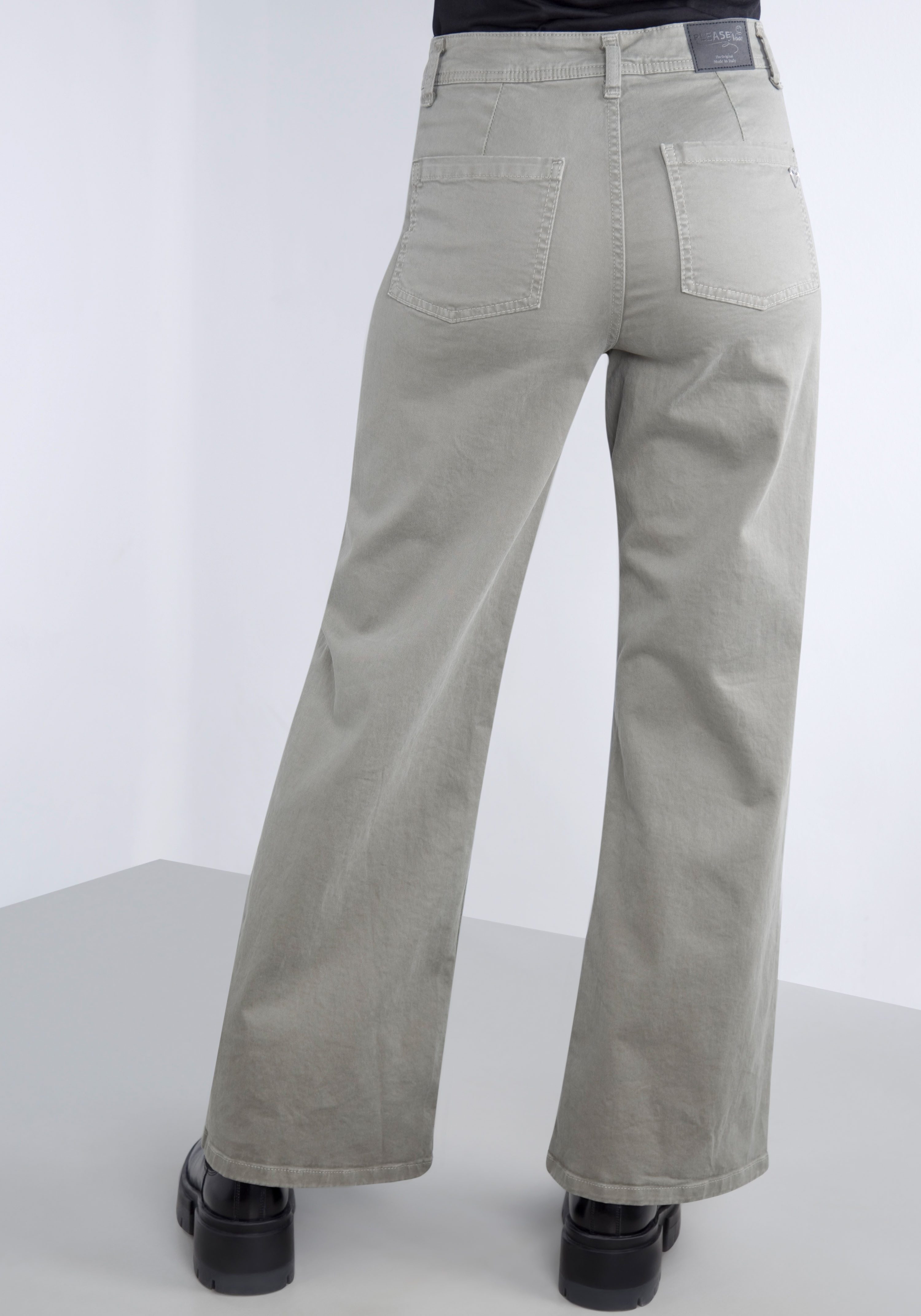 Please Jeans Broek met wijde pijpen van hoogwaardige katoenmix met stretch