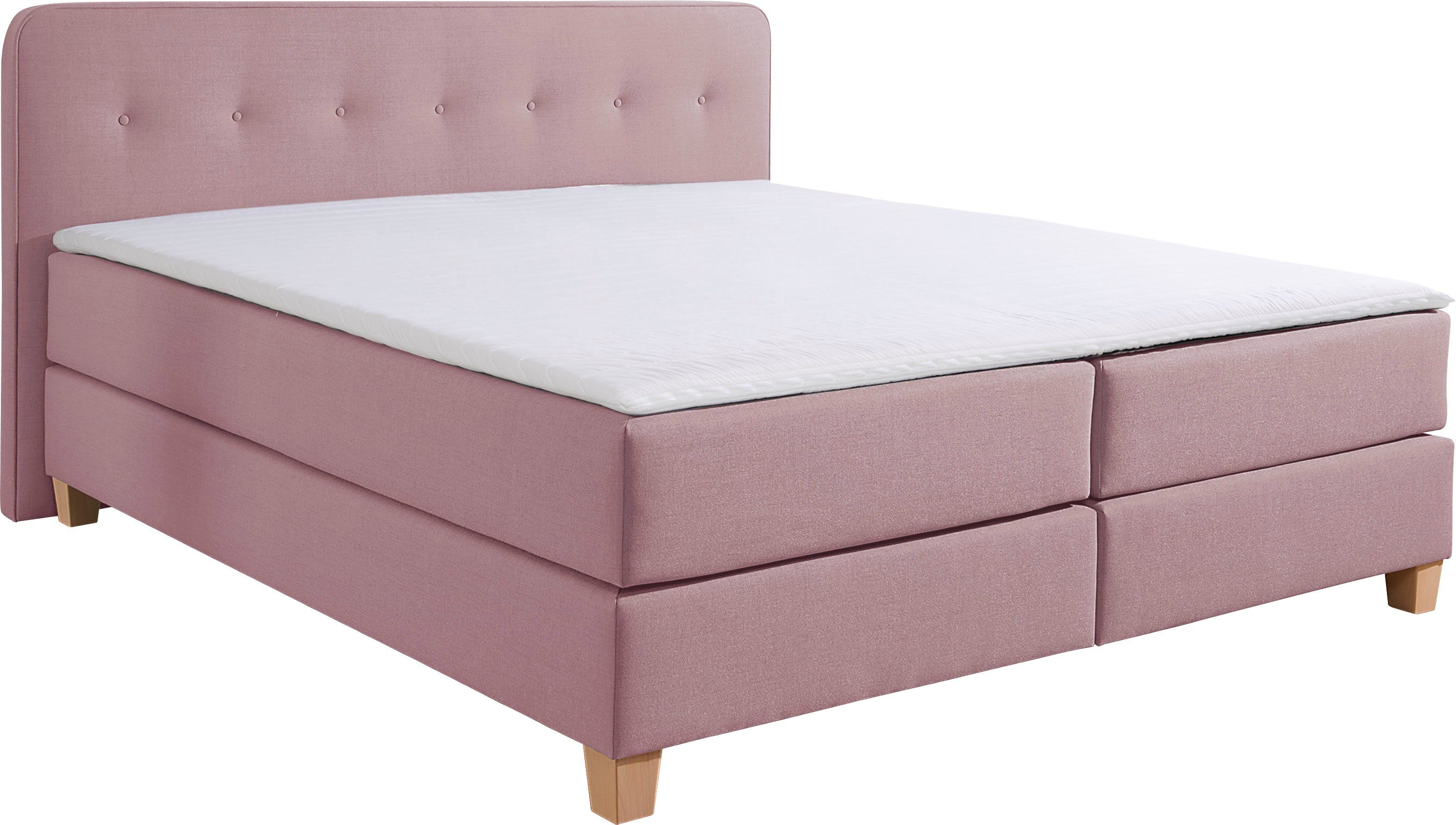 Home affaire Boxspring Fargo inclusief topper, in 3 soorten matrassen, in fluweel of structuurstof
