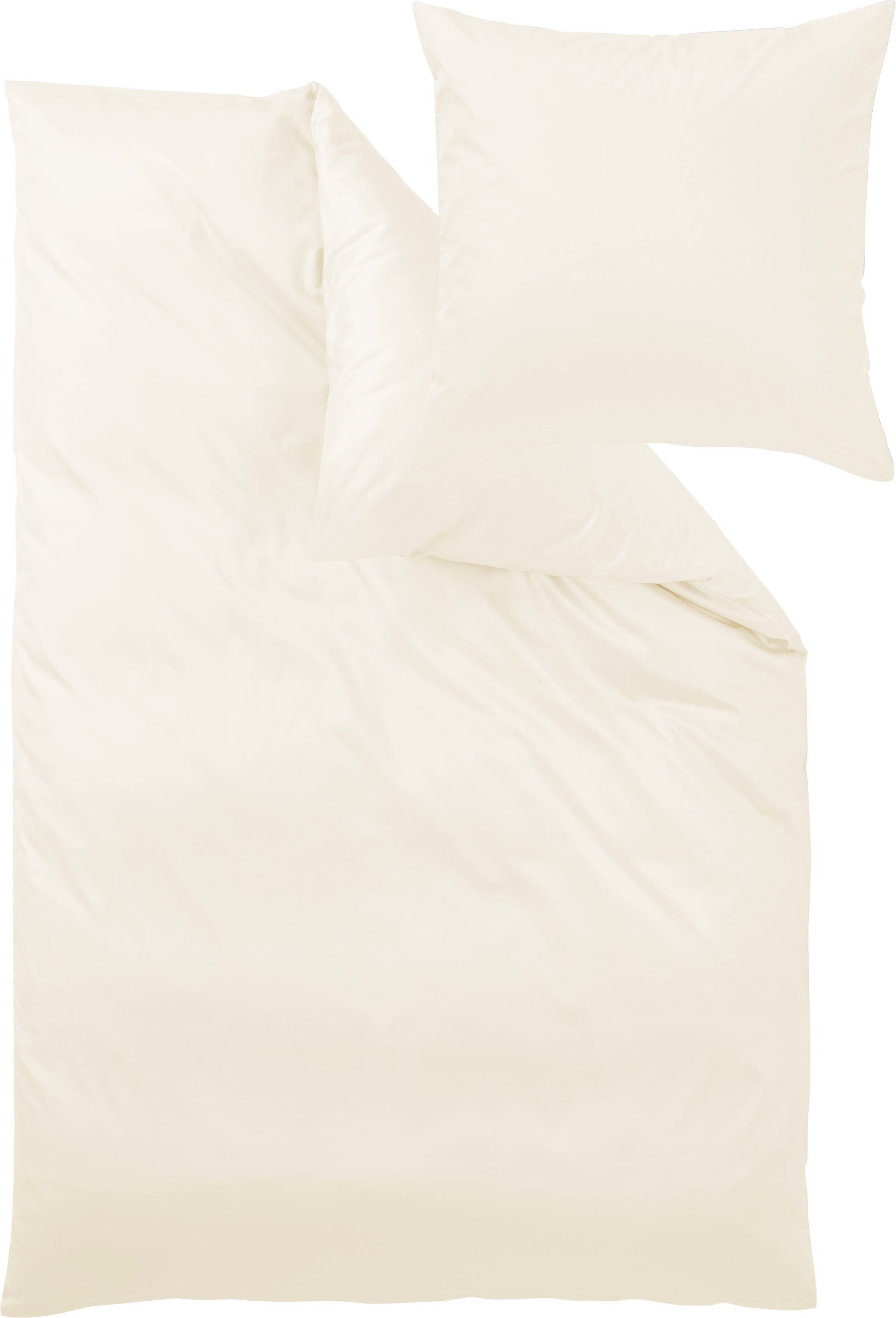 Curt Bauer Beddengoed Uni-mako-satijnen overtrekset, Öko-TEX en Made in Green gecertificeerd dekbedovertrekken maat 1x 135x200 cm beige