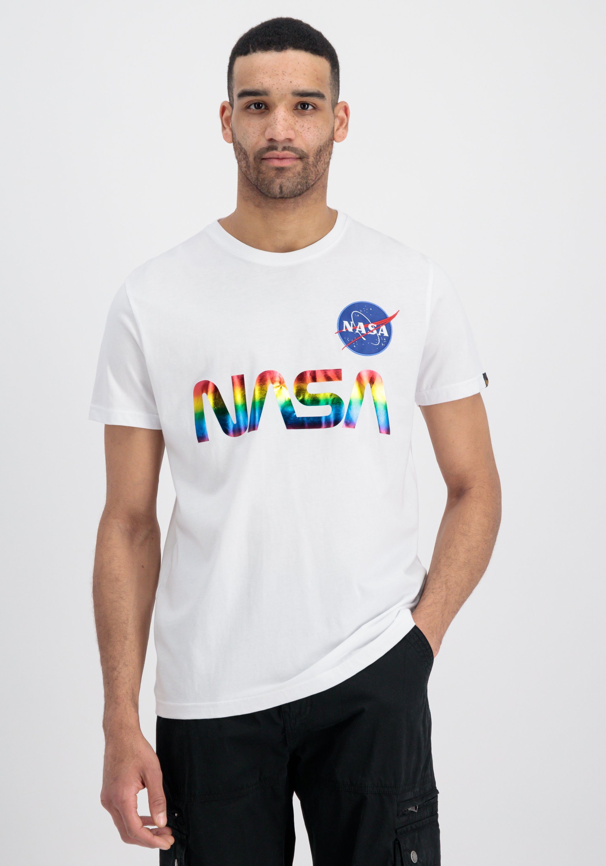Alpha Industries T-shirt Alpha Industries Men - T-Shirts NASA Refl. T Metal heren t-shirts maat 3XL wit