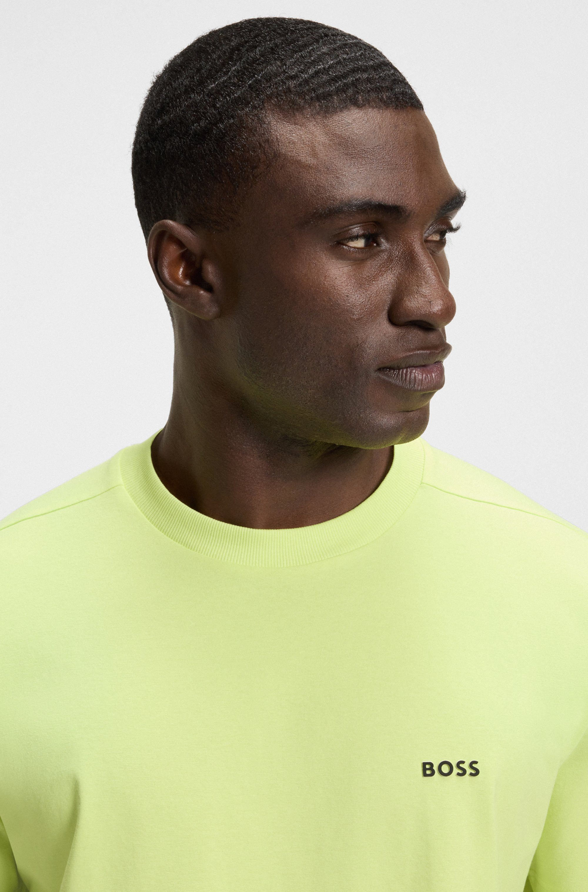 BOSS GREEN Shirt met ronde hals Thee met gegomd contrast-logo