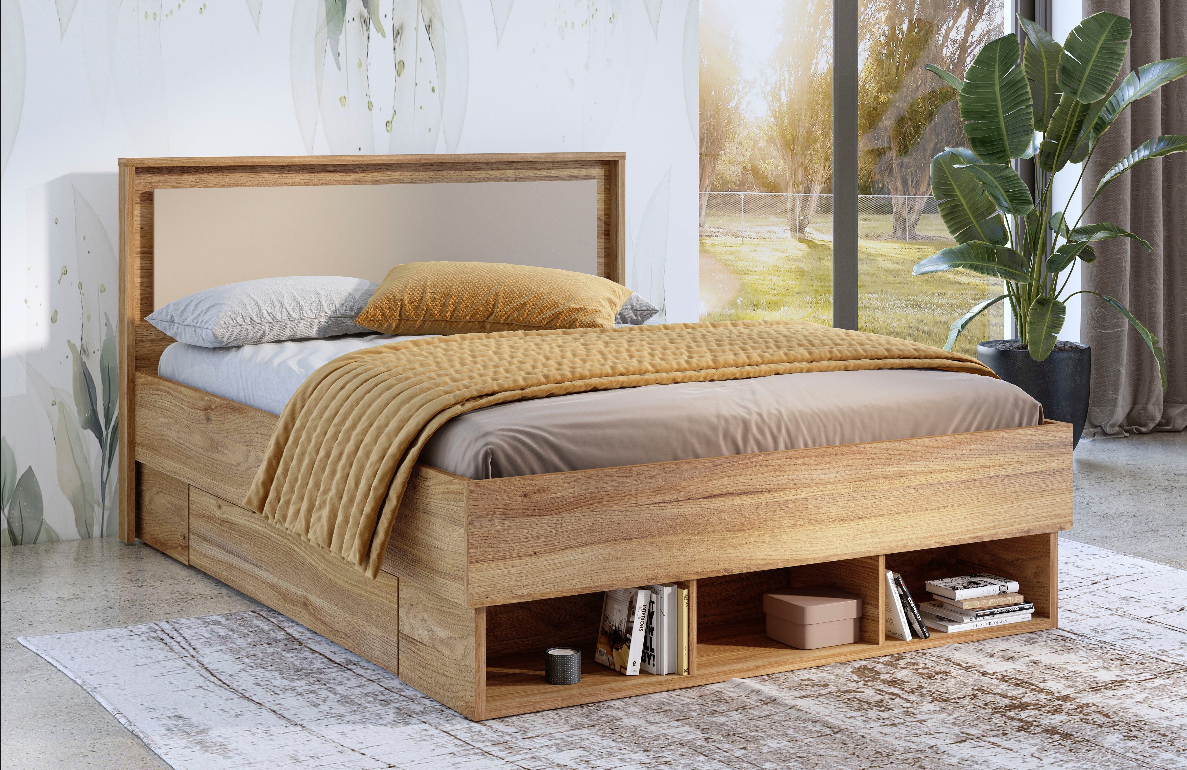 INOSIGN Bedframe Wharton, Breedte 140cm of 160cm, moderne bedframe Tweepersoonsbed met open...