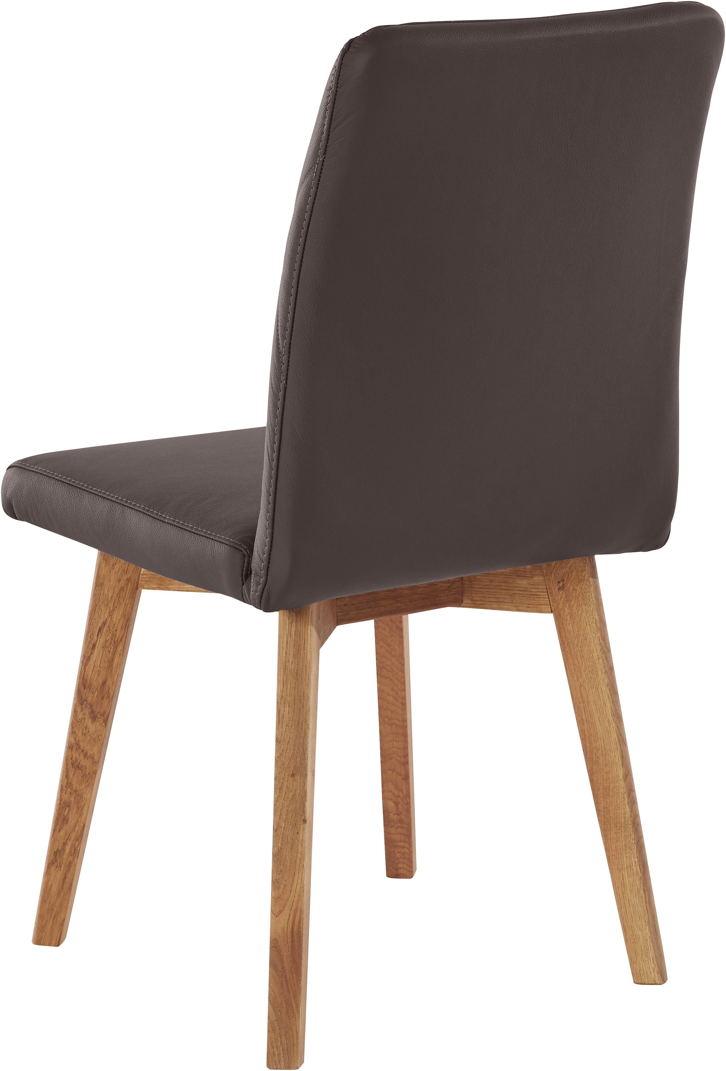 Home affaire Eetkamerstoel Brest Frame van eiken massief hout geolied (2 stuks)