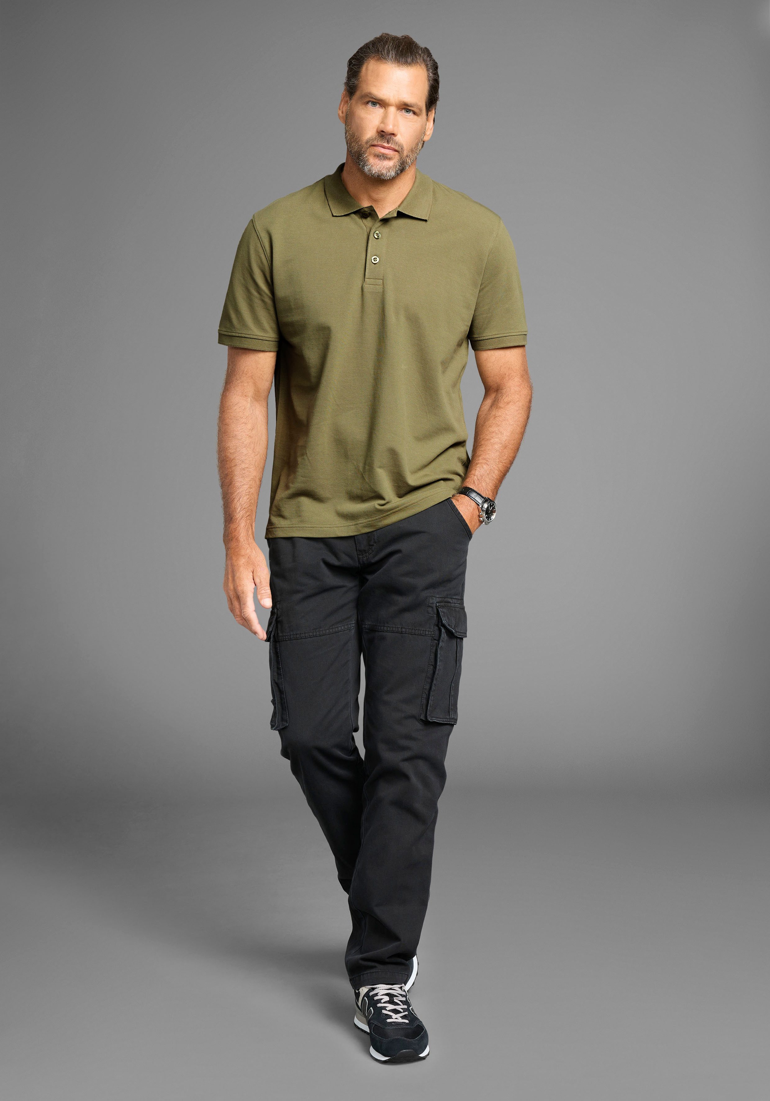 Man's World Poloshirt Korte mouwen, losse pasvorm, effen